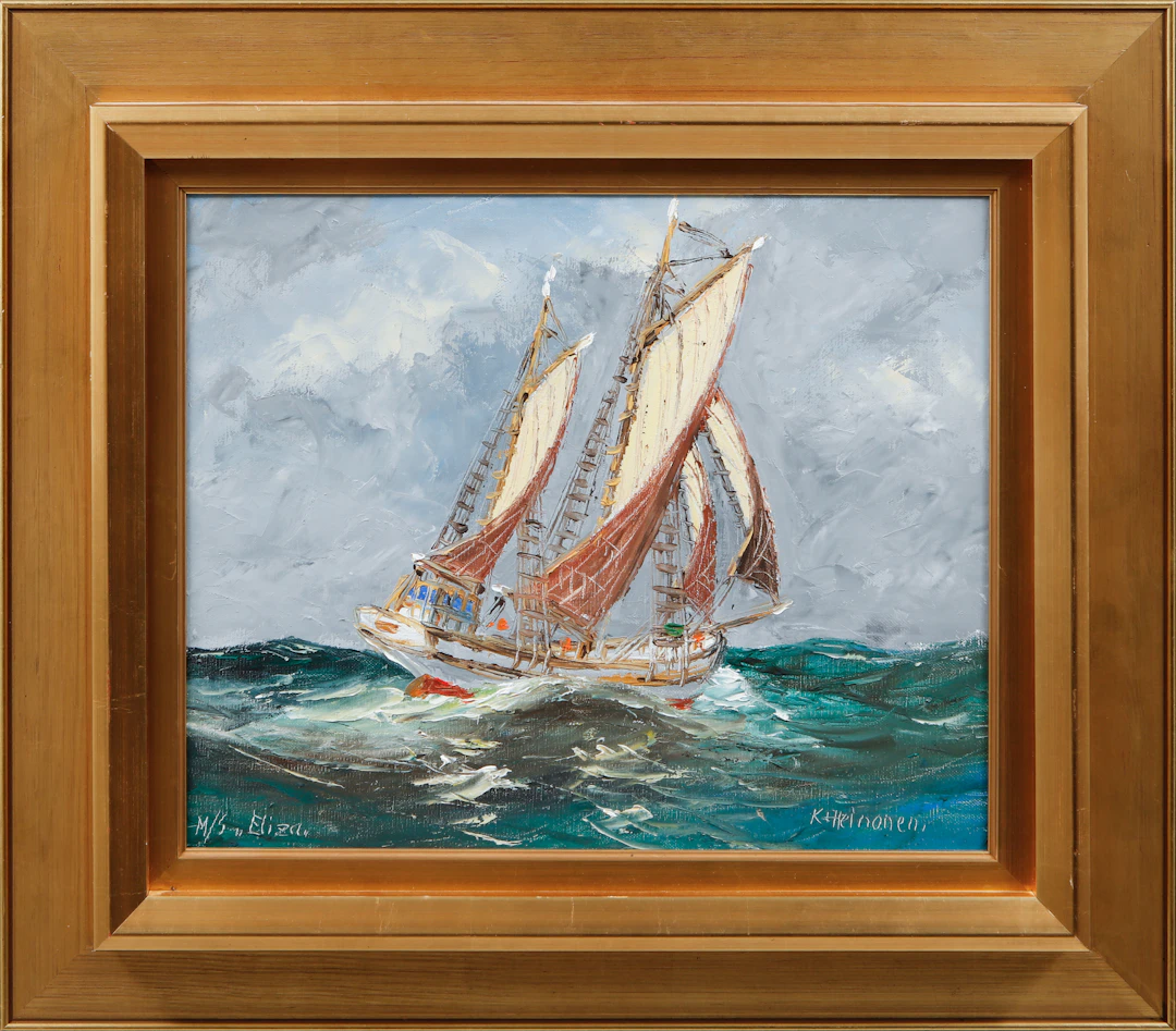 KURT ERIK HEINONEN. "M/S Eliza", olja på duk, signerad.