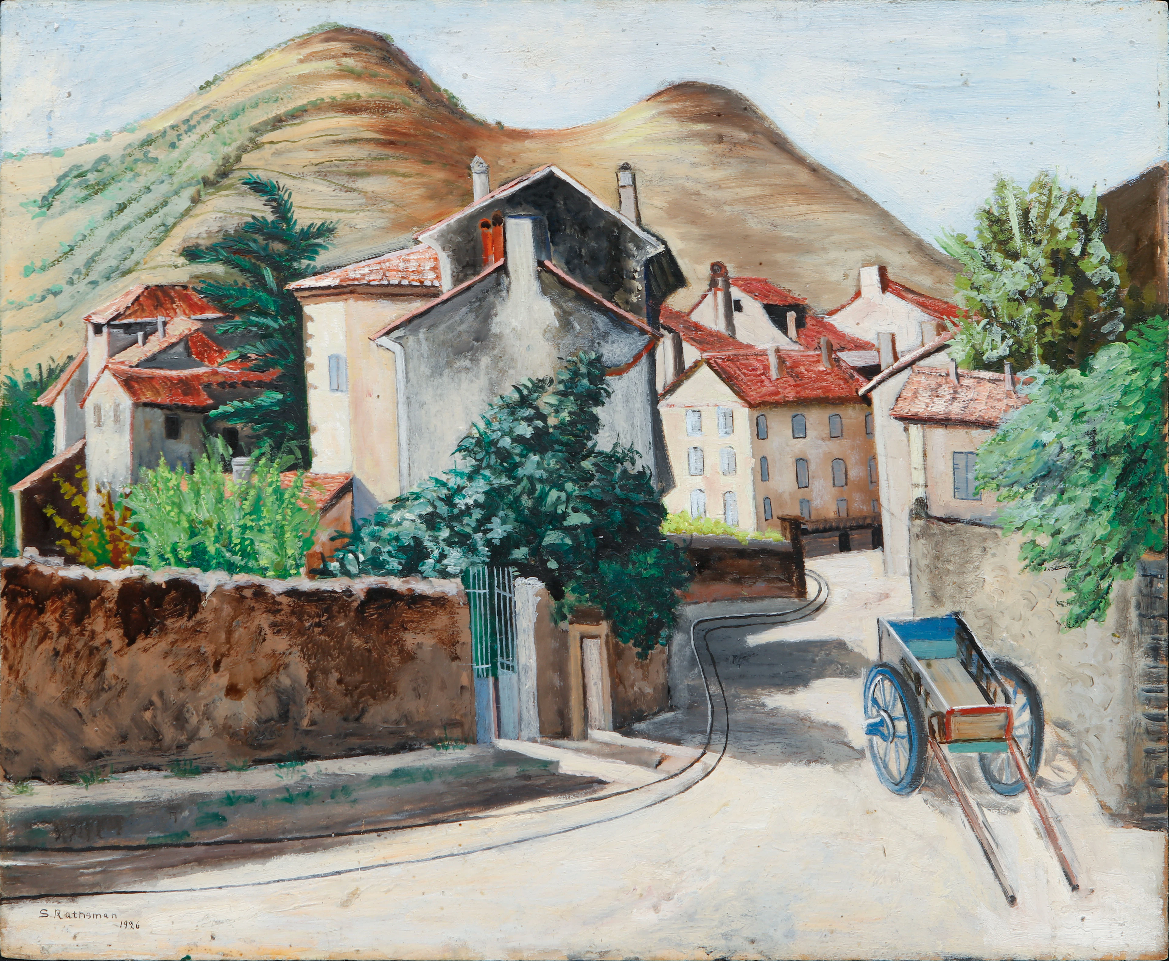 SIRI RATHSMAN. Sydländskt motiv, olja på pannå, signerad och daterad 1926.