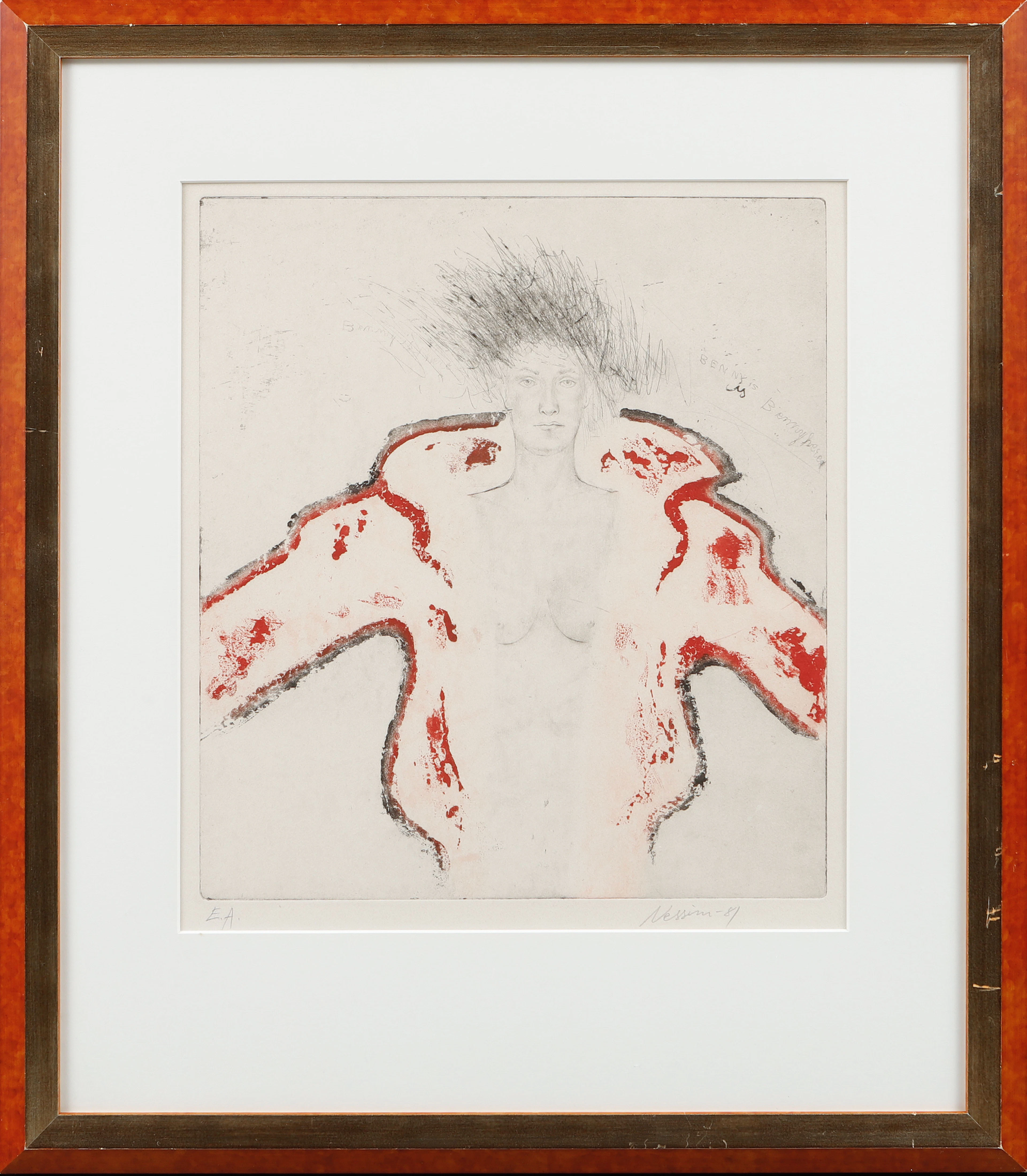 SUZANNE NESSIM. Figurkomposition, färgetsning, signerad, EA.