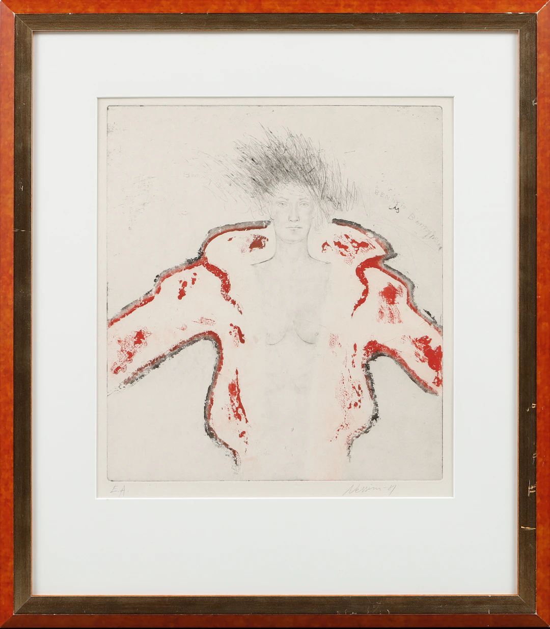SUZANNE NESSIM. Figurkomposition, färgetsning, signerad, EA.