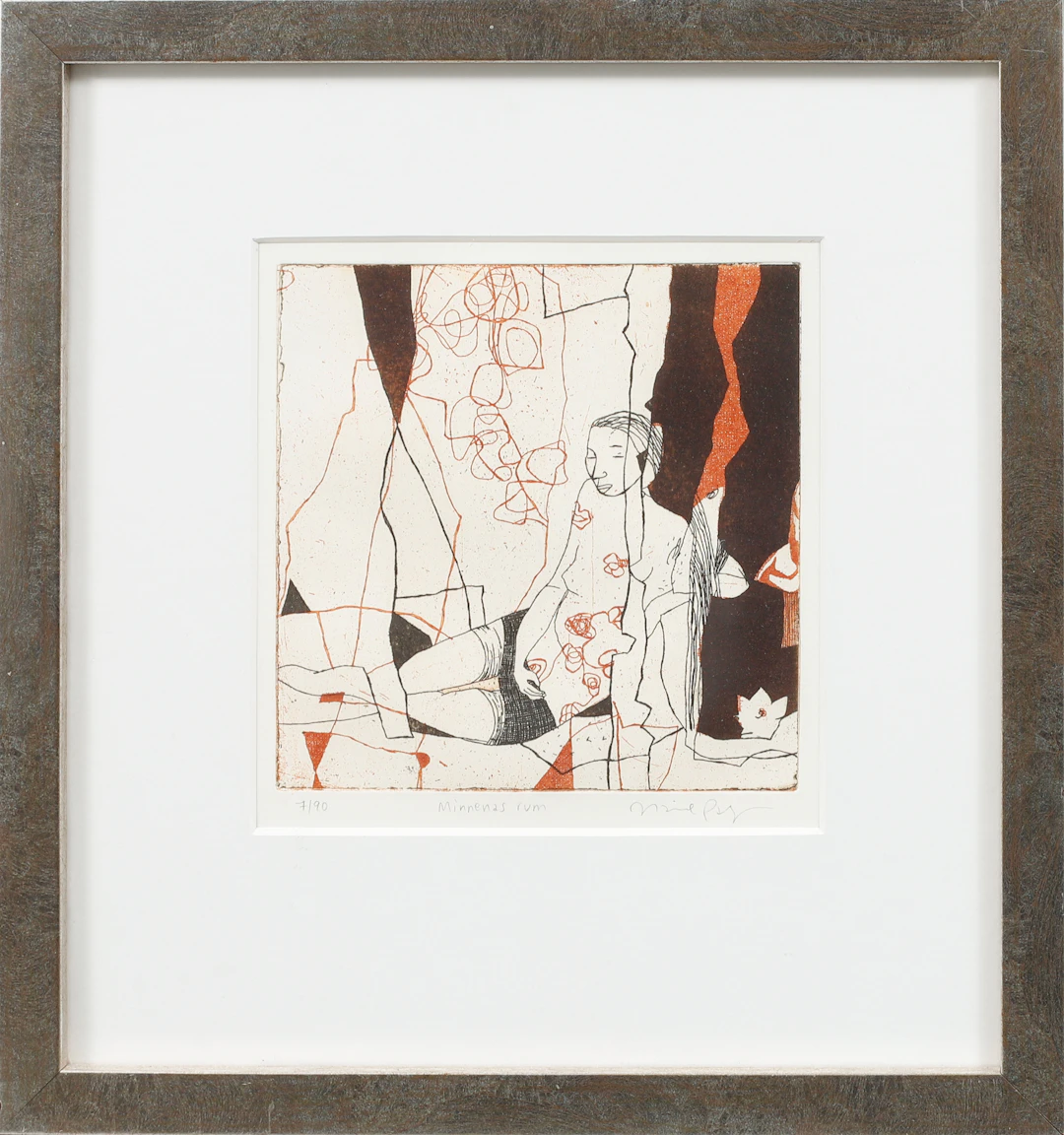 MARIE PALMGREN. "Minnenas rum", färgetsning, signerad och numrerad 7/90.