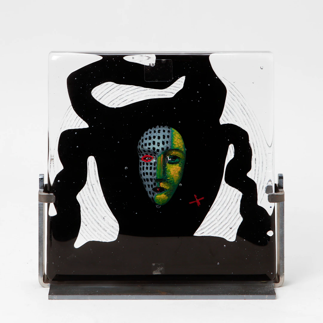 BERTIL VALLIEN. Skulptur, "Black elements: River", Kosta Boda.