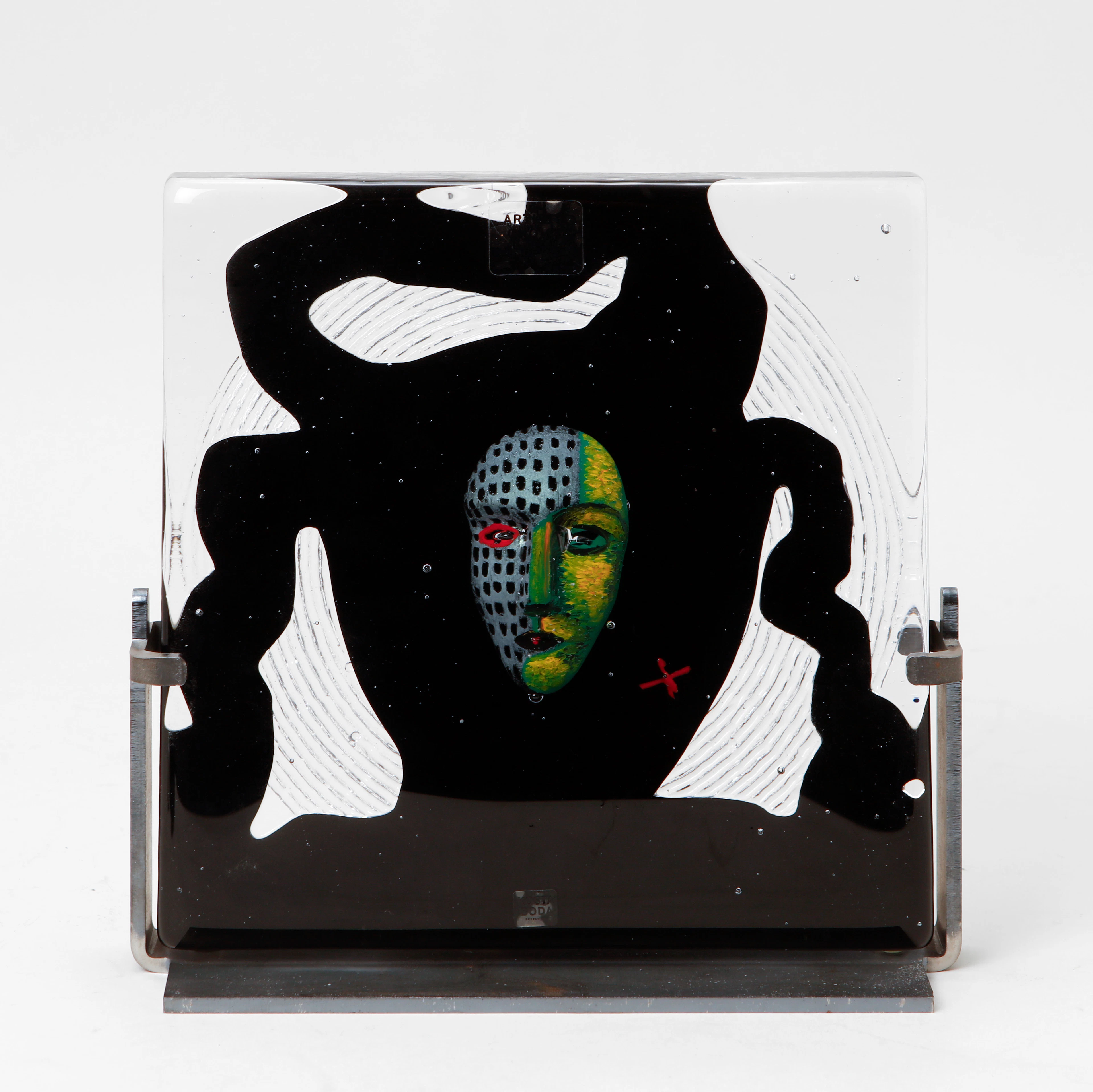 BERTIL VALLIEN. Skulptur, "Black elements: River", Kosta Boda.