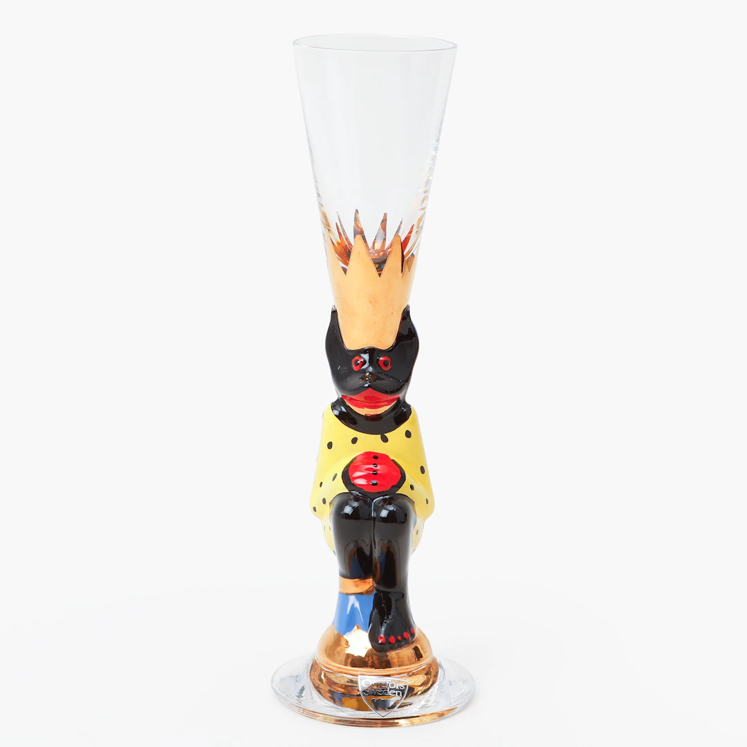 GUNNAR CYRÉN. Snapsglas, "Djävulsglas" Nobelservisen, Orrefors, gul, 2012.
