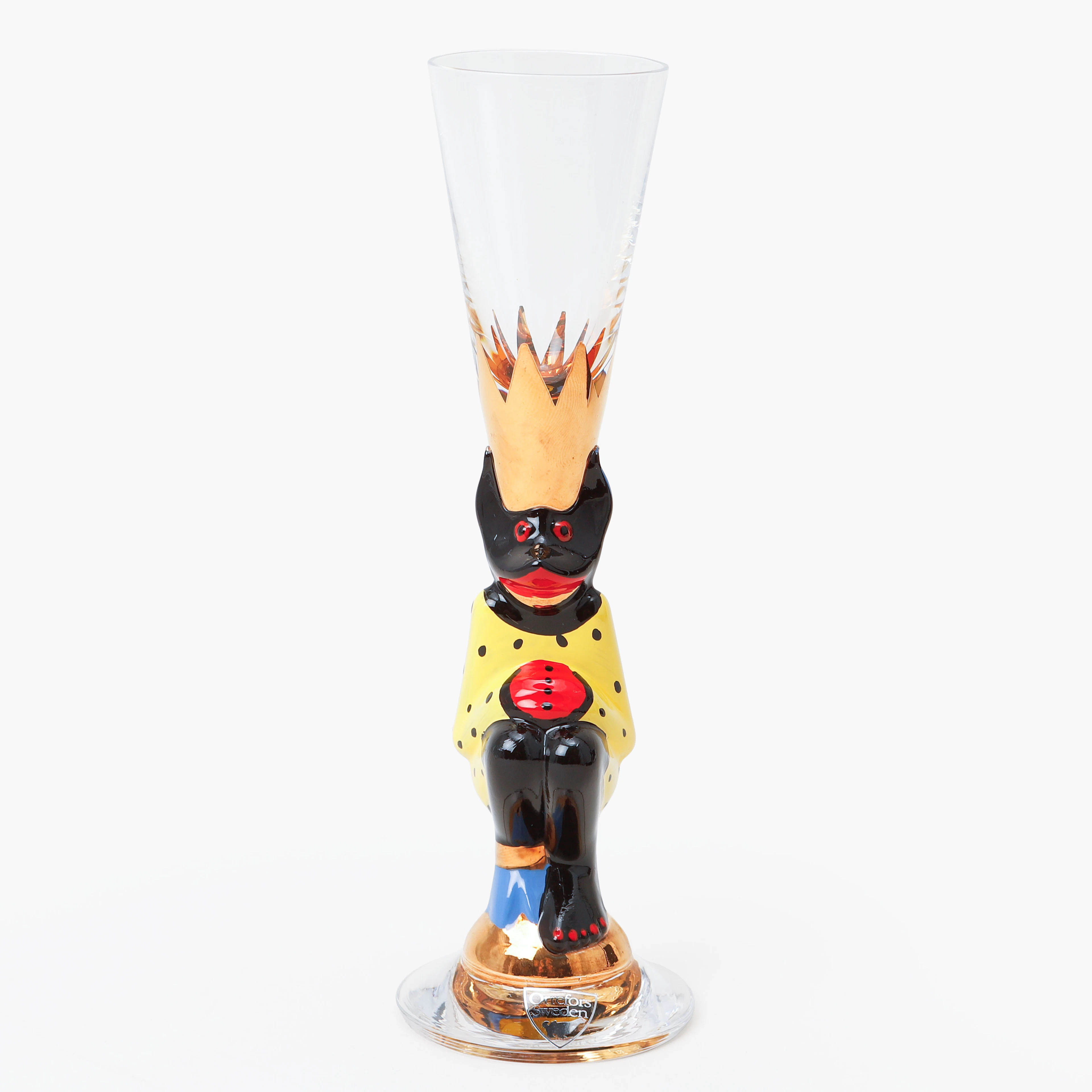 GUNNAR CYRÉN. Snapsglas, "Djävulsglas" Nobelservisen, Orrefors, gul, 2012.
