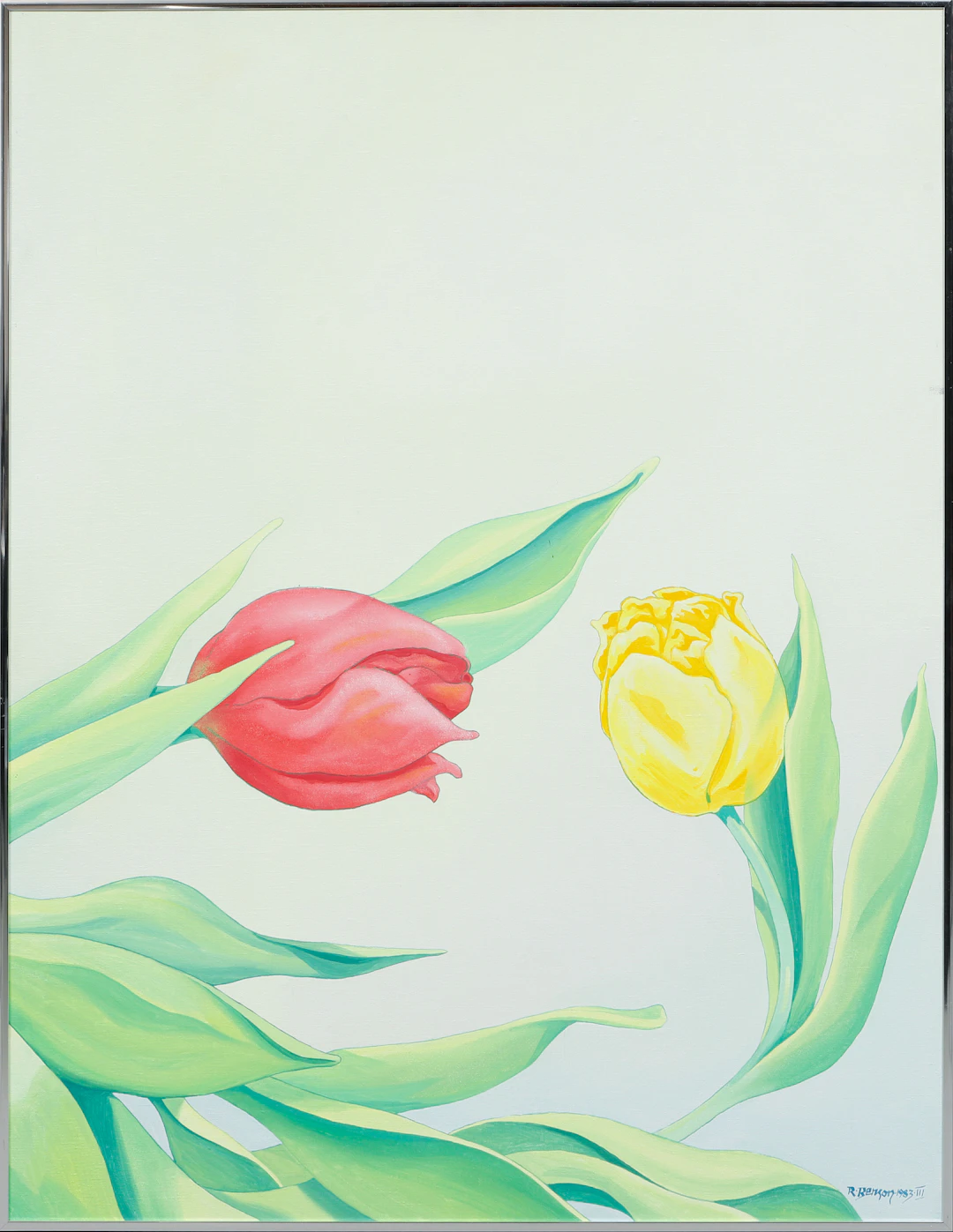 ROBERT BENSON. Tulpaner, triptyk, olja på duk, signerade och daterade 1983.