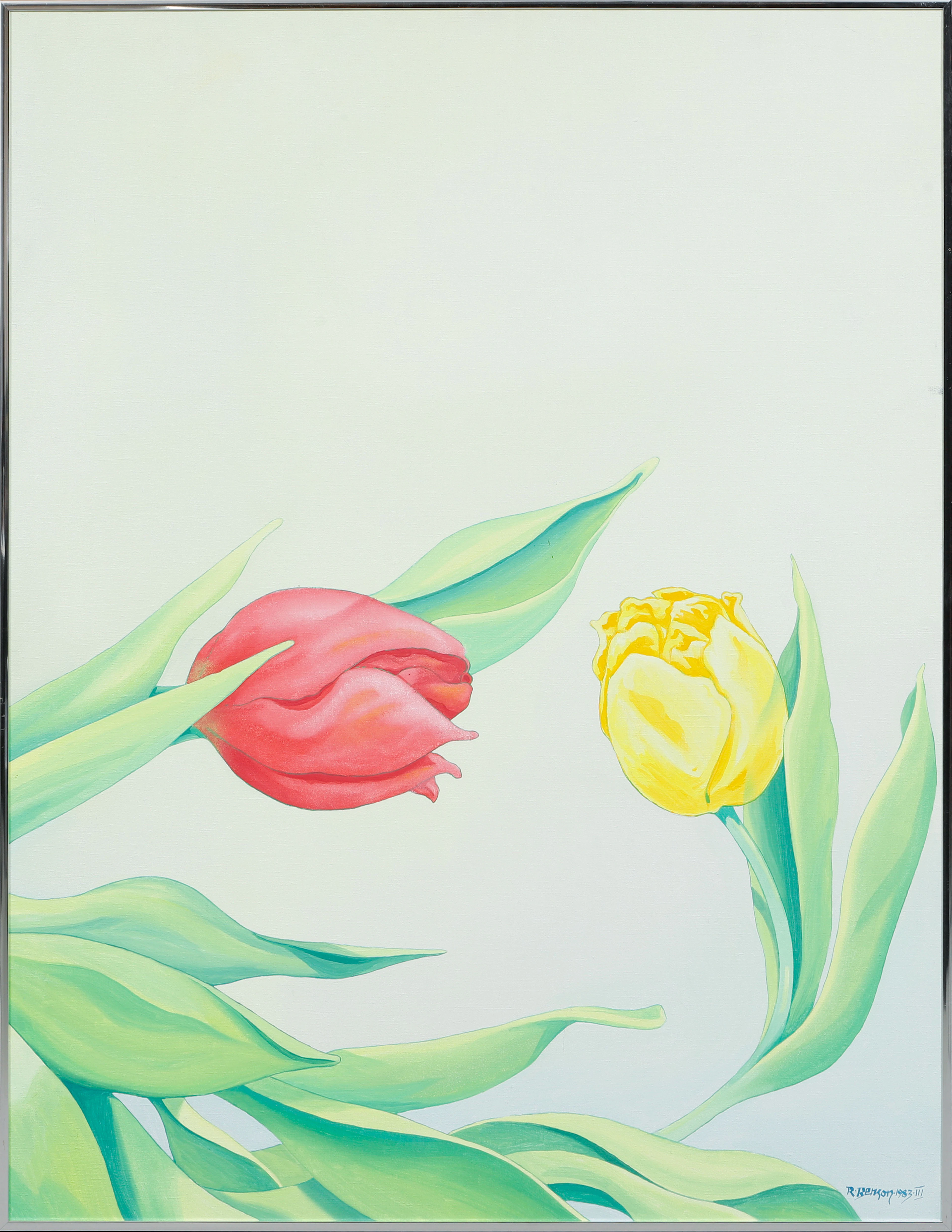 ROBERT BENSON. Tulpaner, triptyk, olja på duk, signerade och daterade 1983.