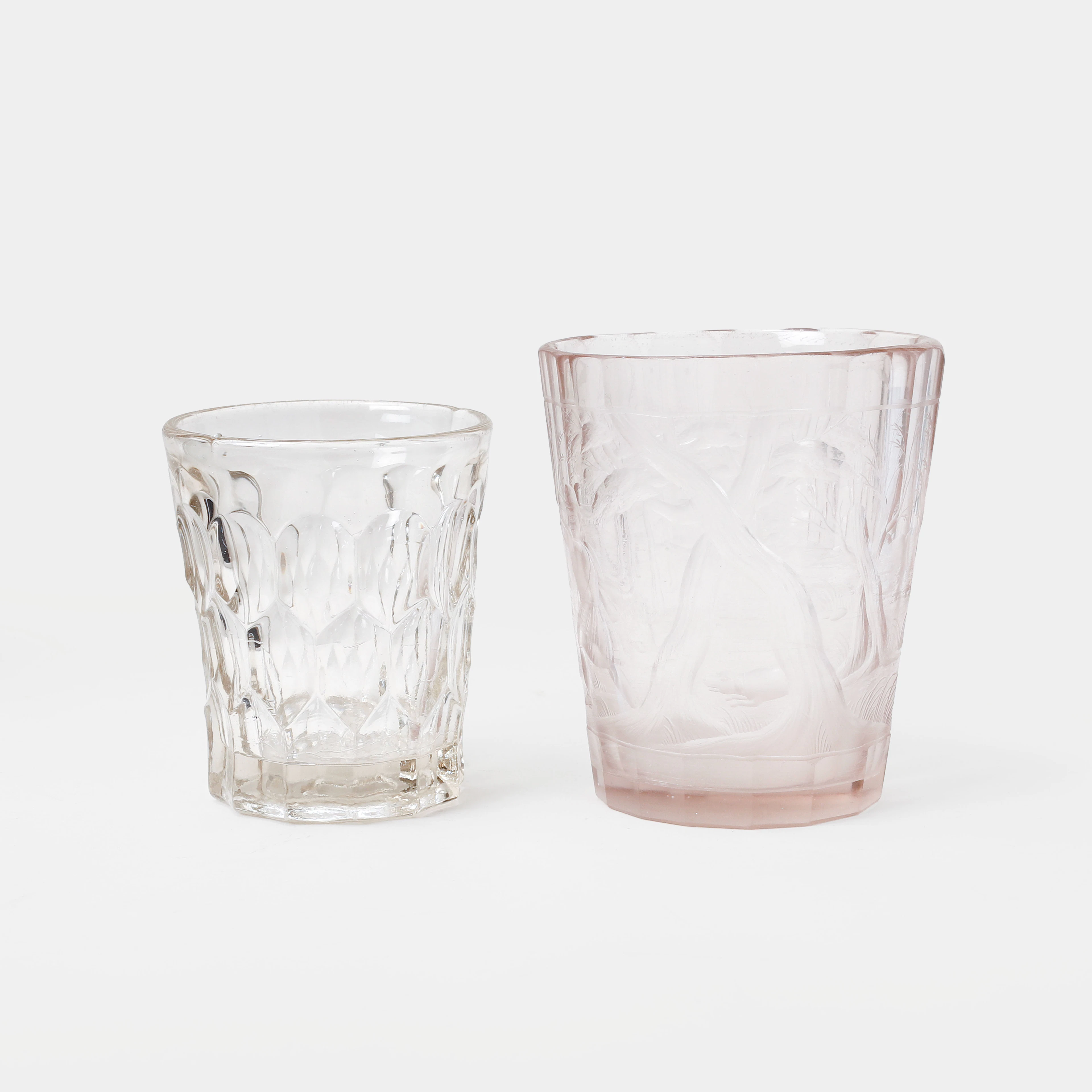 BÄGARE, 2 st, glas, sannolikt Tyskland 17-1800-tal.