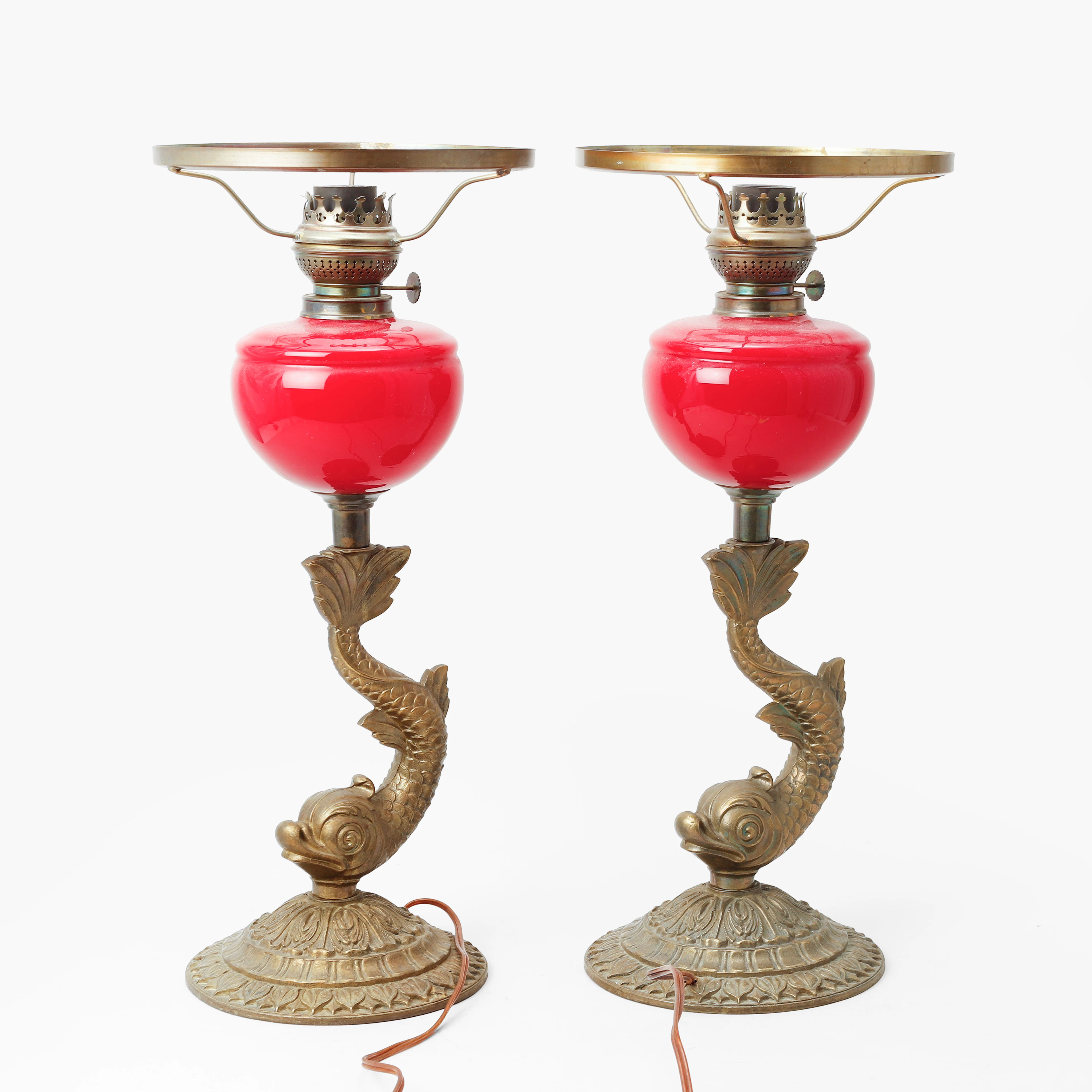BORDSLAMPOR, ett par, empirestil, 1800/1900-tal.