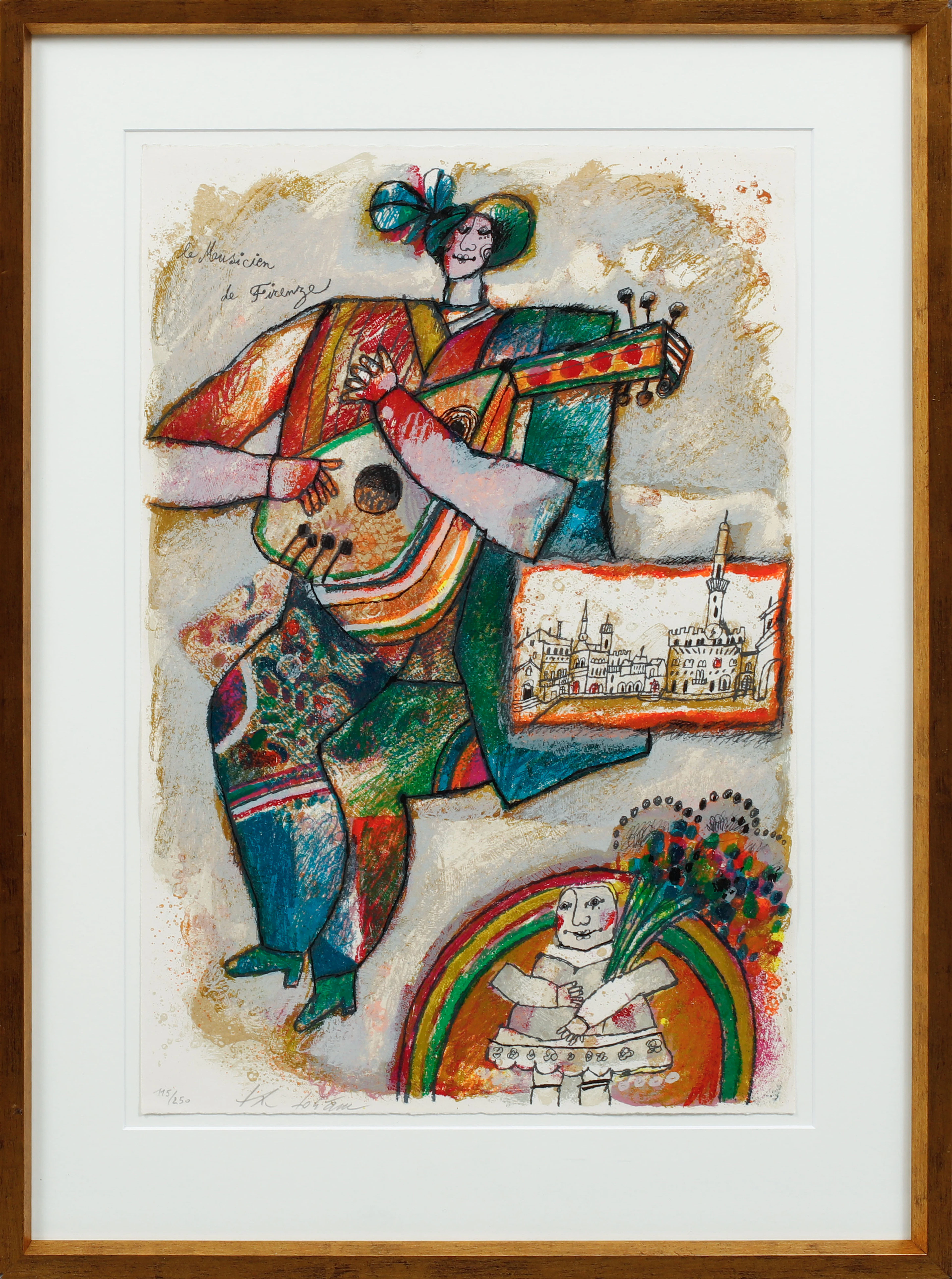 THEO TOBIASSE. "le Mousicien de Firenze", färglitografi, signerad