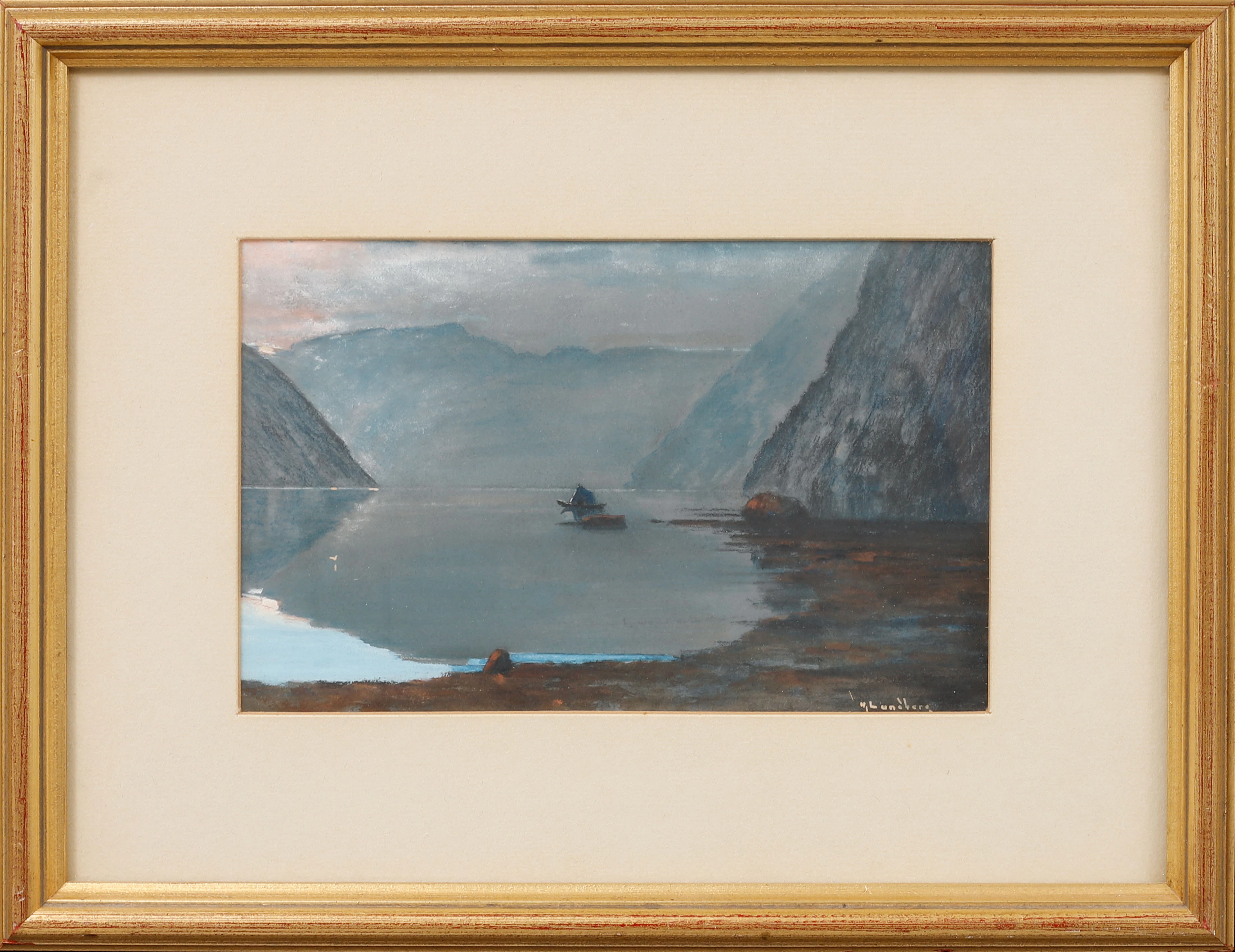HJALMAR LUNDBERG. Landskapsbilder, 2 st, blandteknik, signerade.
