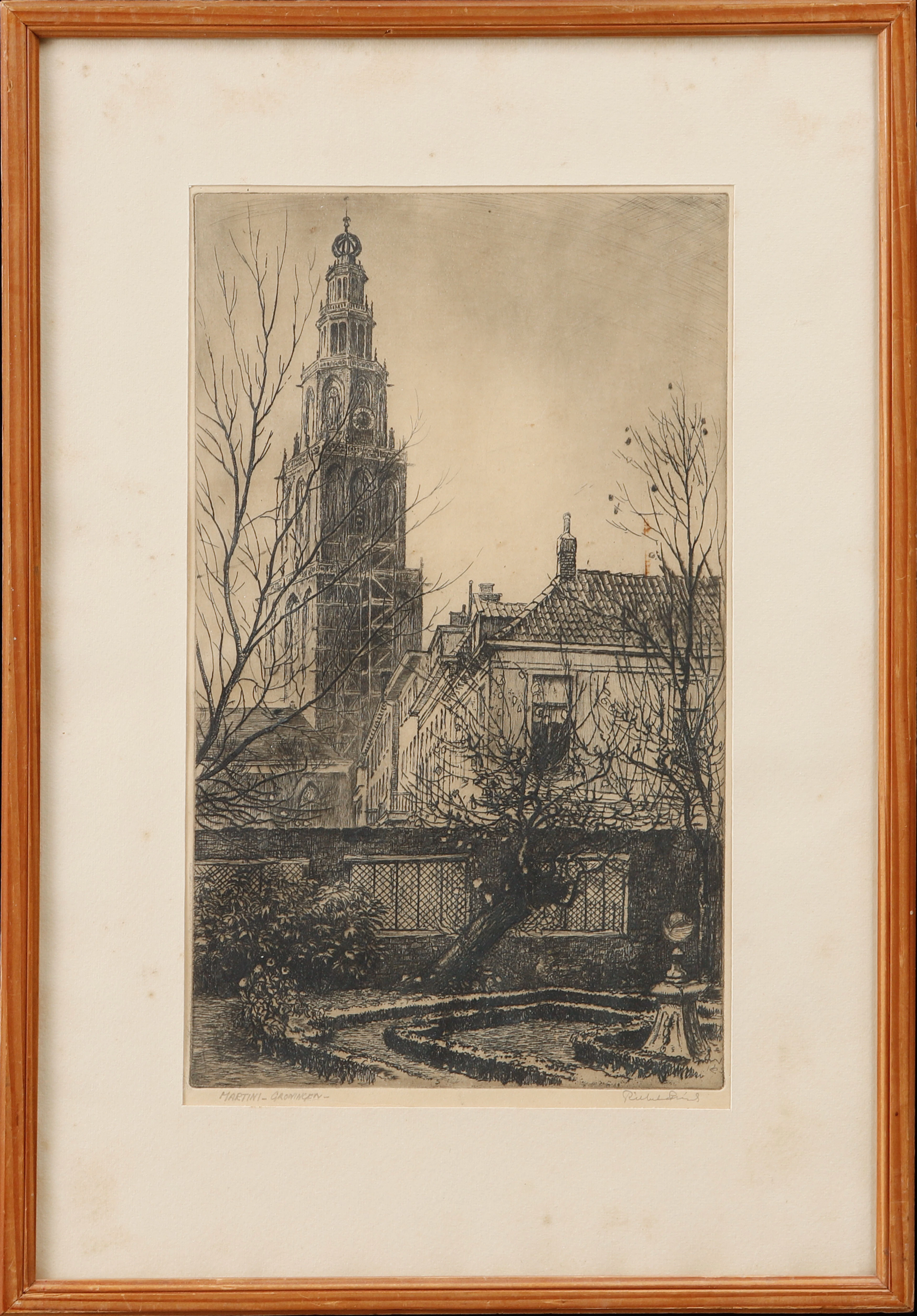 RIEKELE PRINS. "Martini-Groningen", etsning, signerad.