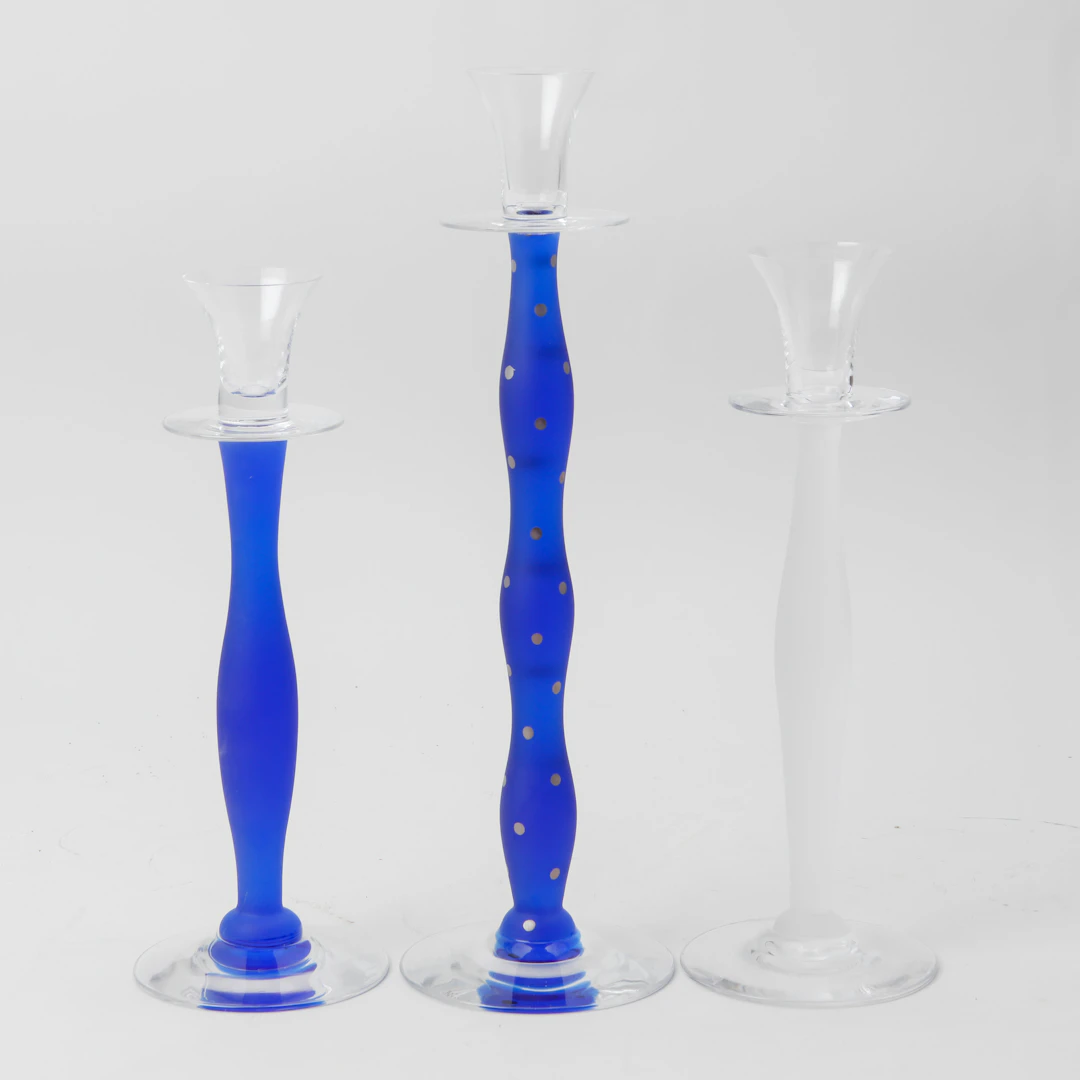 ANNE NILSSON. Ljustakar, 3 stycken, glas, "Celeste", Orrefors.