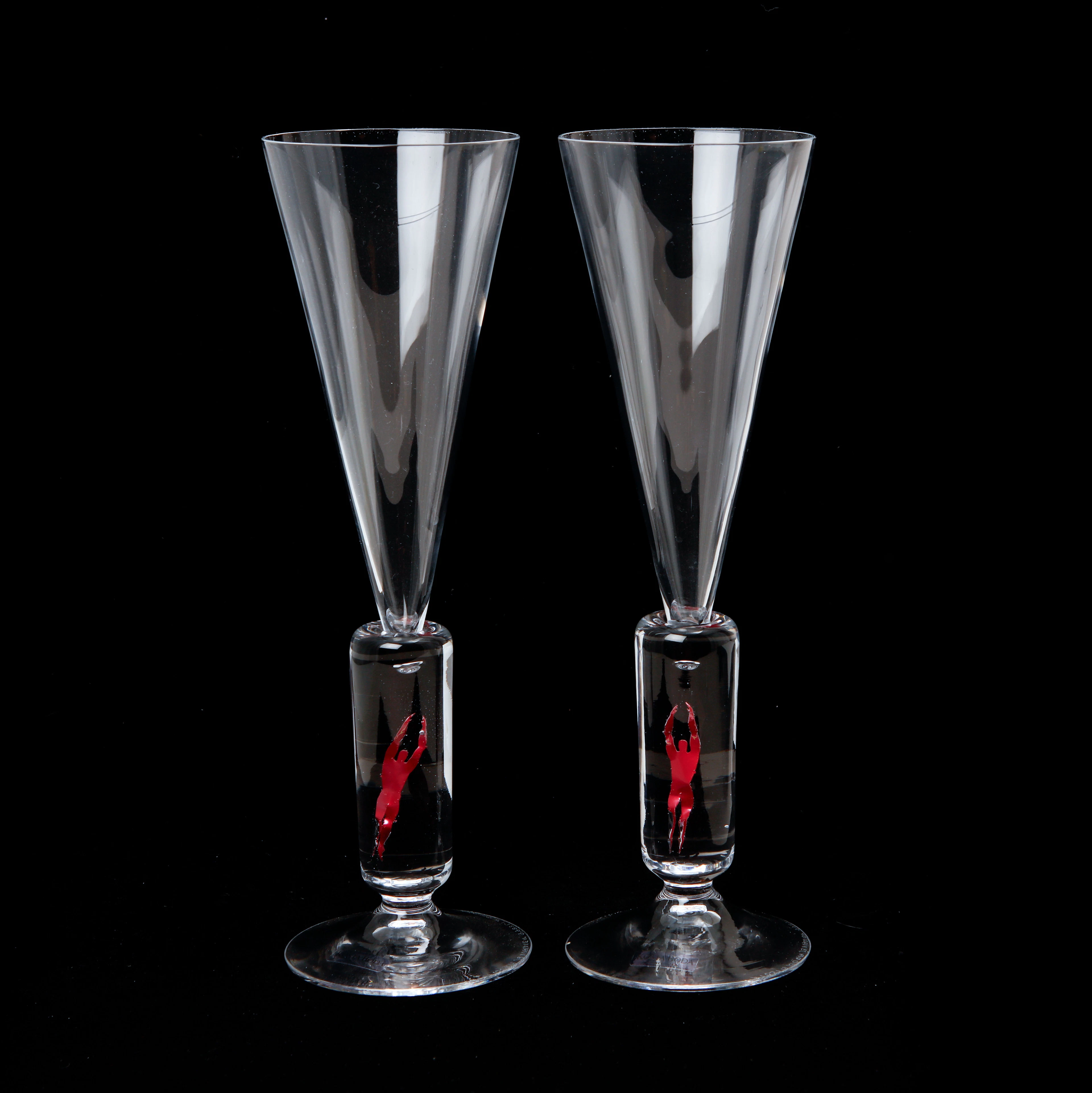 BERTIL VALLIEN. Champagneglas, 2 stycken, "Millenium", Kosta Boda.