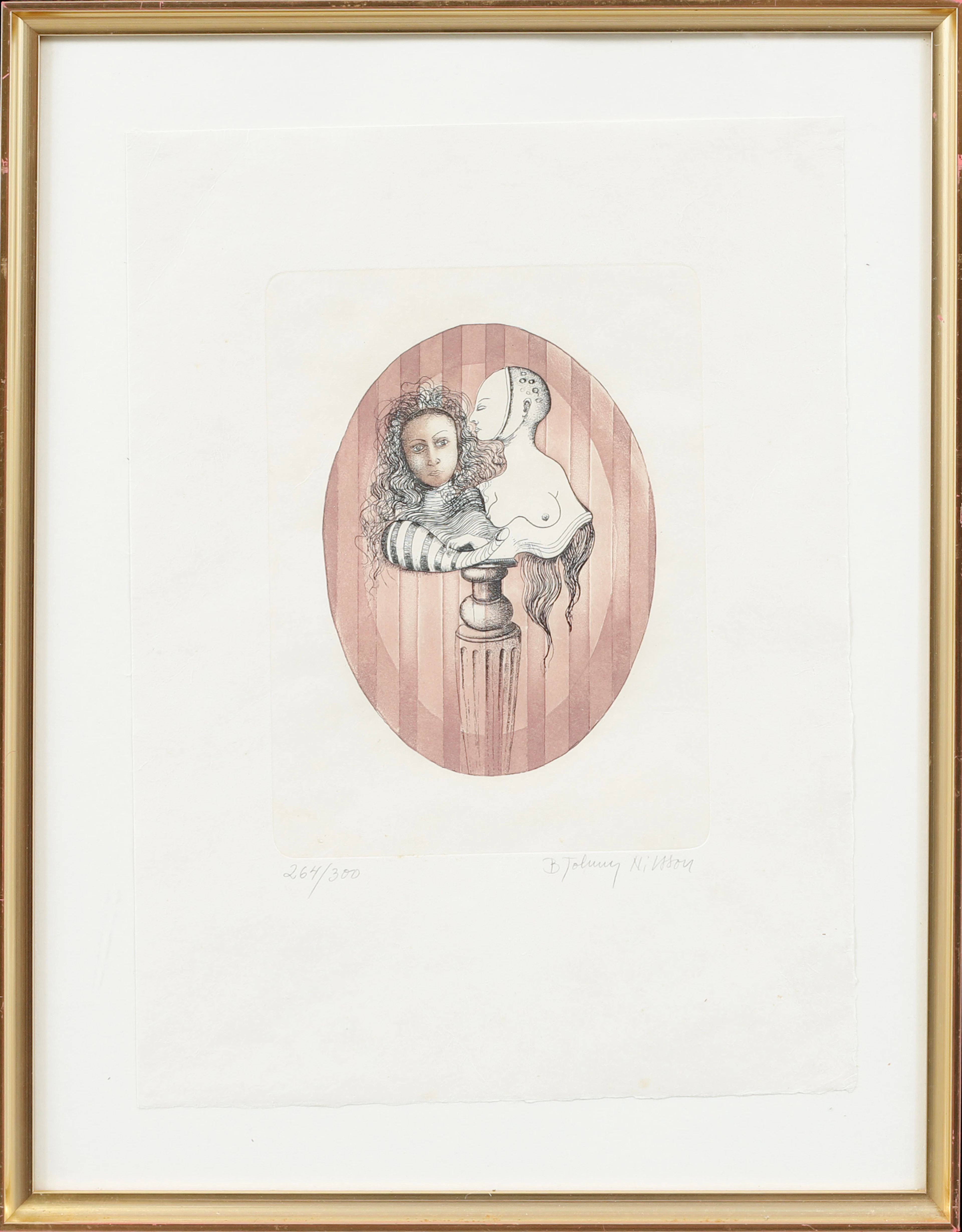 BERT JOHNNY NILSSON. Surrealistisk bild, färgetsning, signerad och