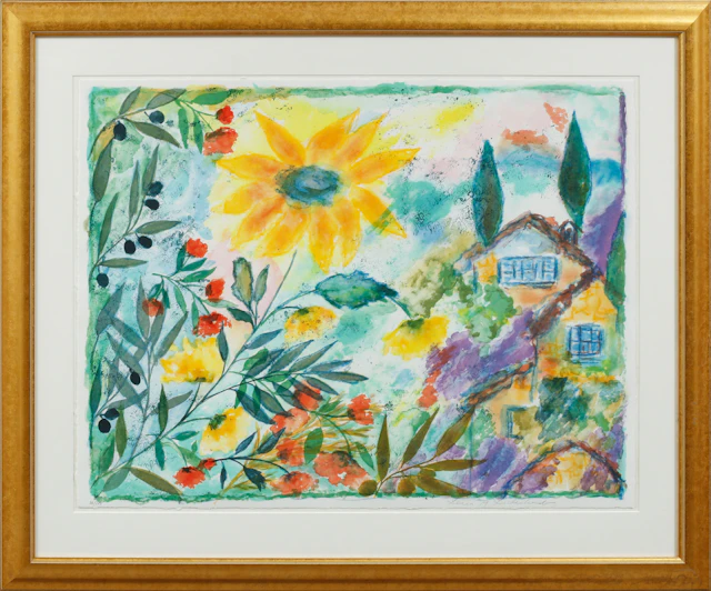 LENA LINDERHOLM. Landskap och blommor, färglitografi, signerad och