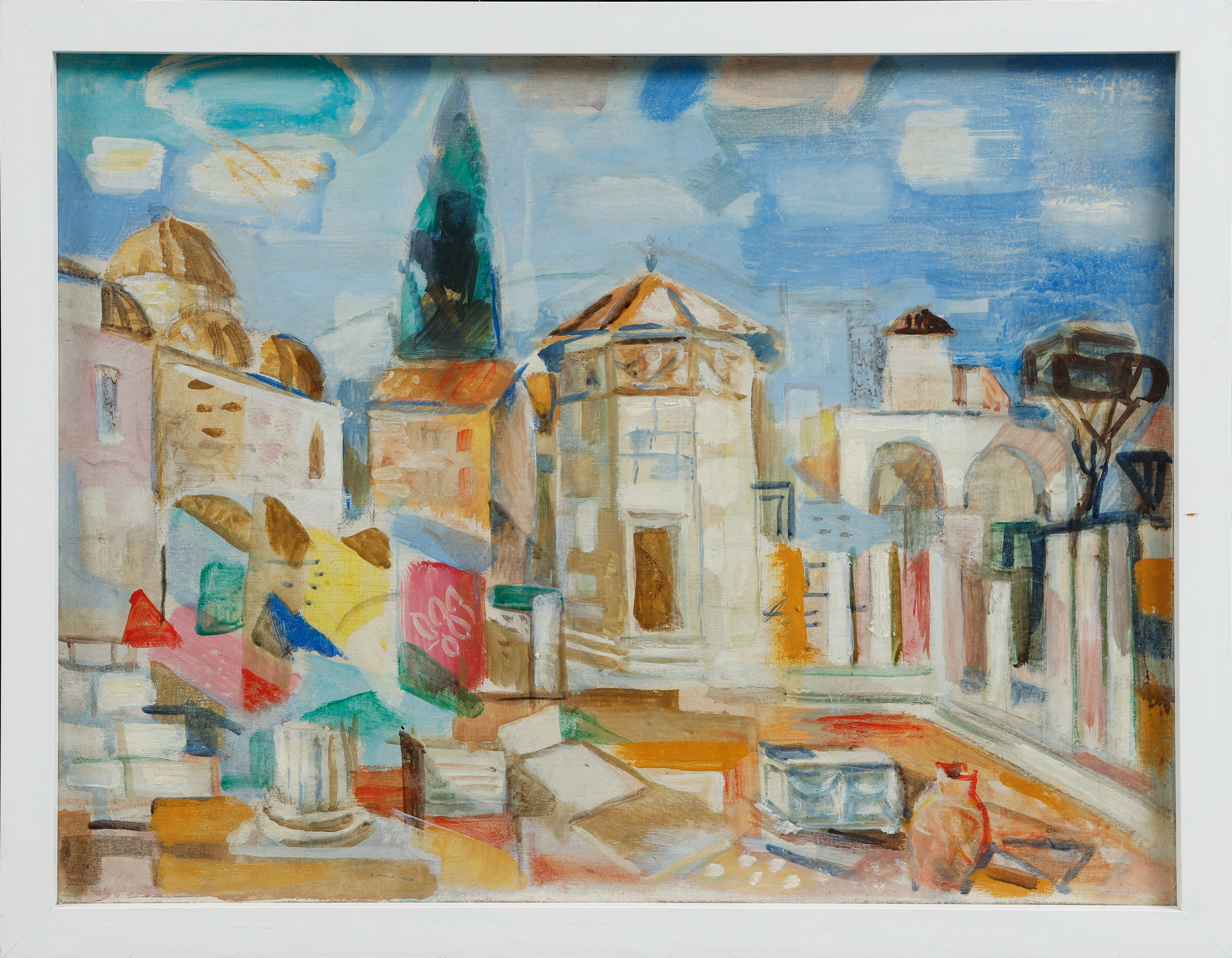 JULES SCHYL. "Andronikos torn Athen", olja på duk, signerad, daterad