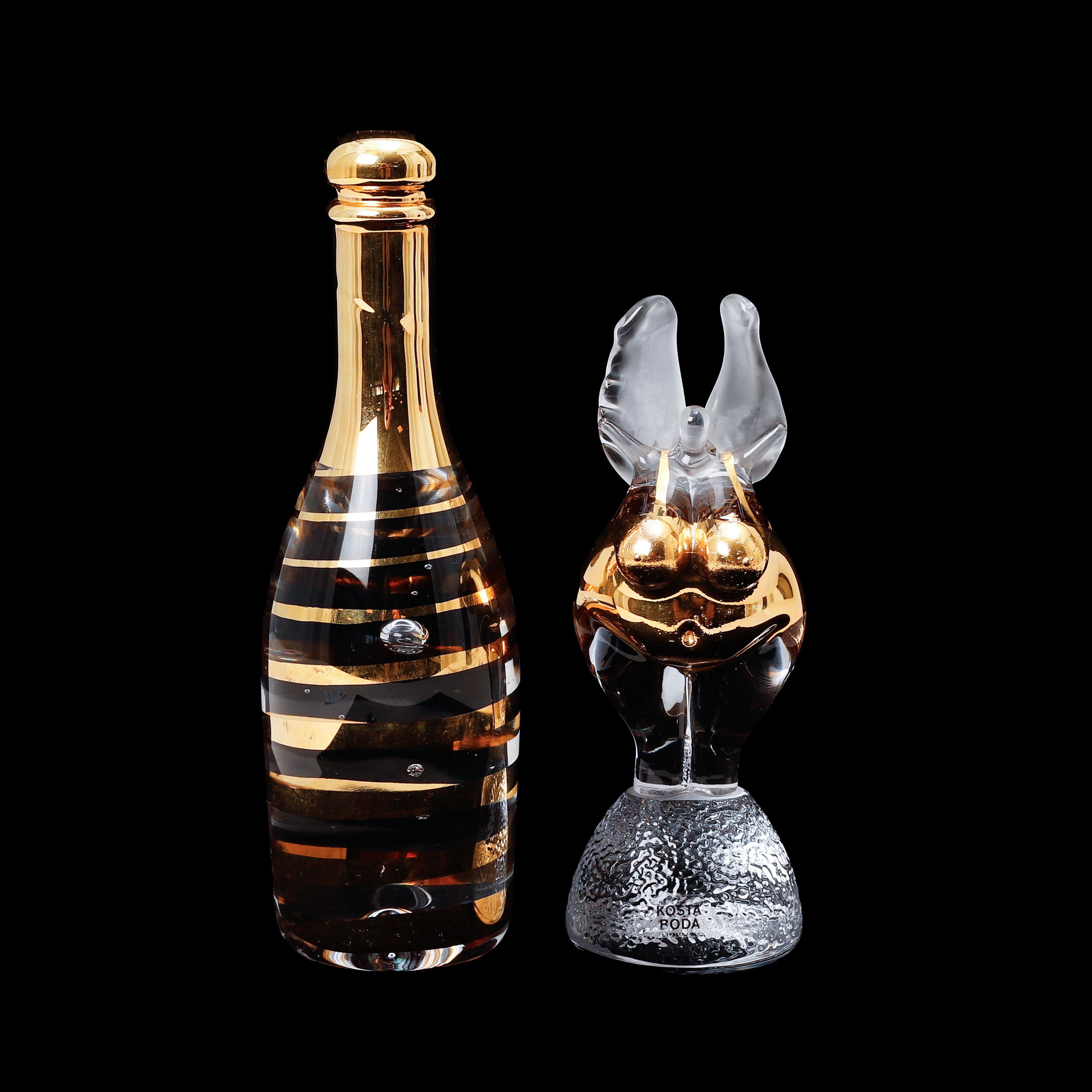 KJELL ENGMAN. Skulpturer, 2 stycken, "Celebrate" och "Golden Angel"