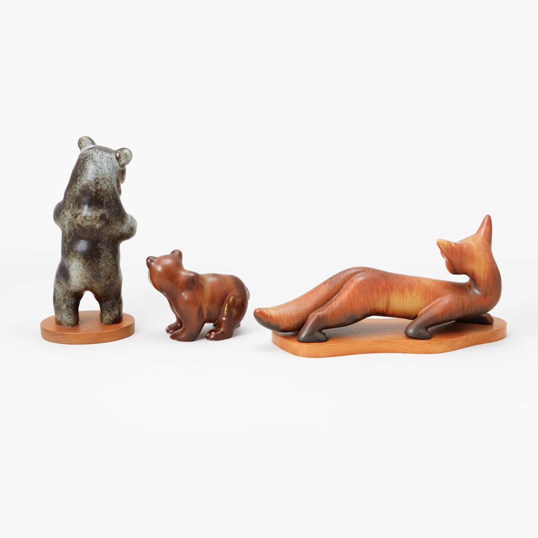 GUNNAR NYLUND & KARL GRÖSSL. Figuriner, 5 st, stengods, Rörstrand.