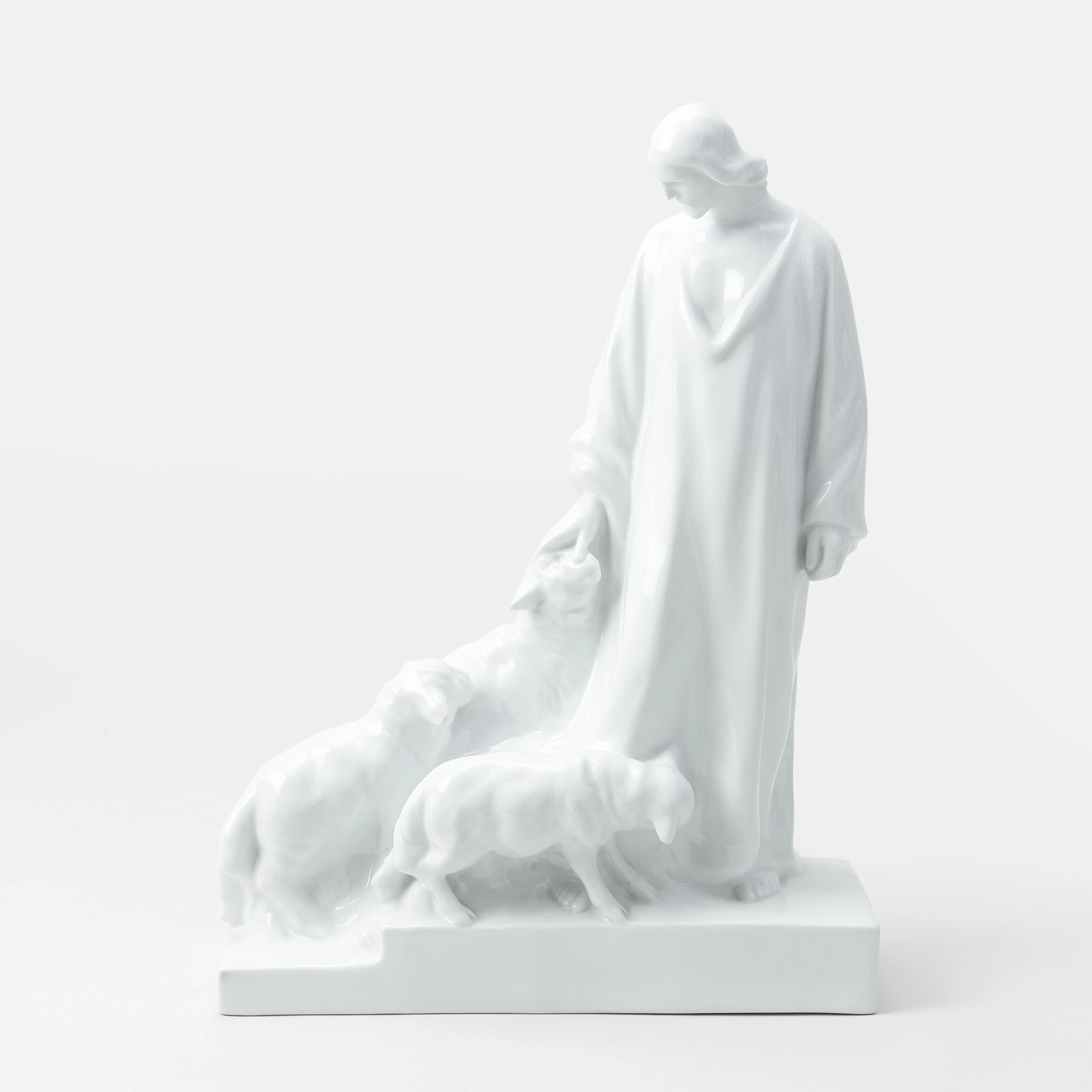 FIGURGRUPP, Jesus med får, porslin, Herend.