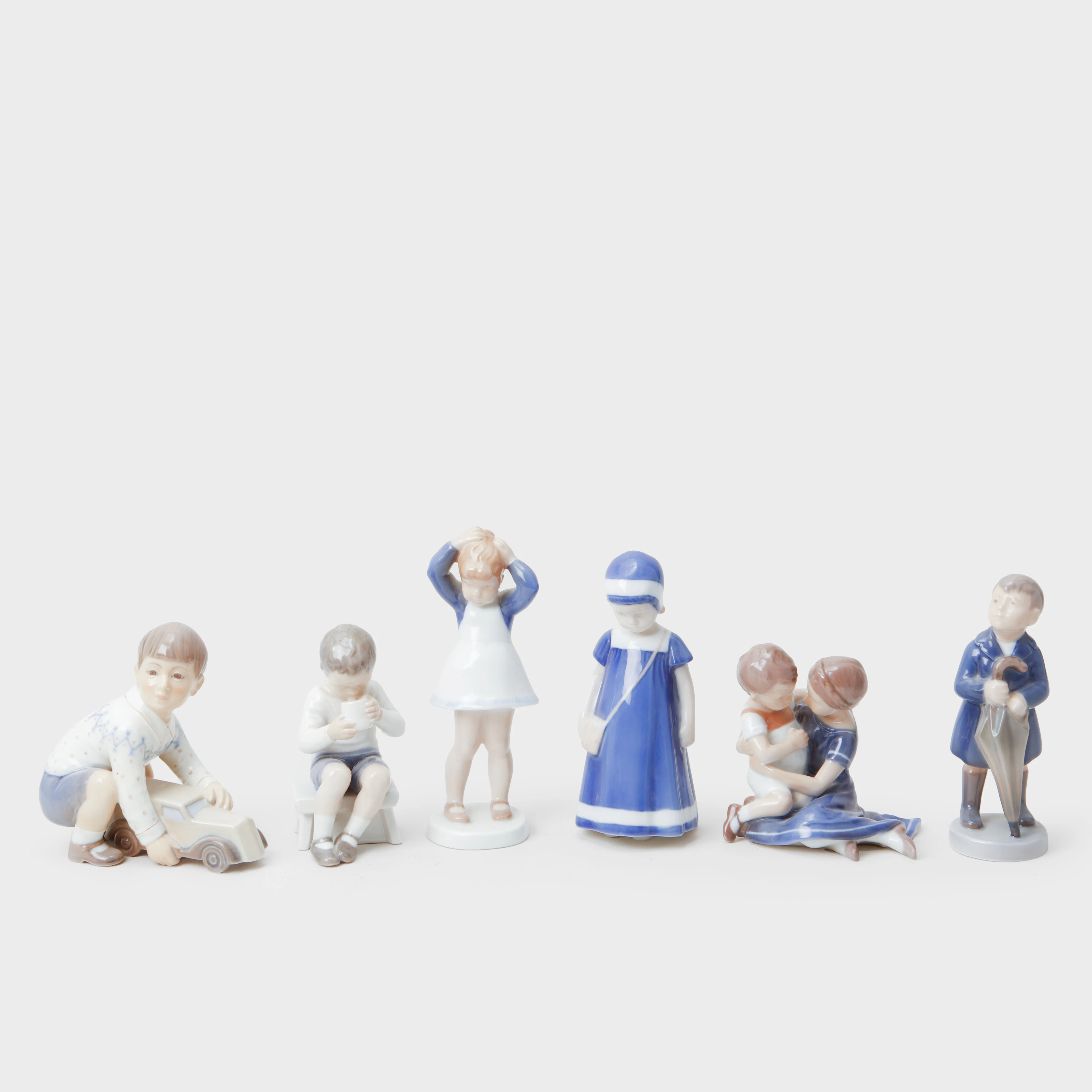 FIGURINER, 6 st, porslin. Danmark.