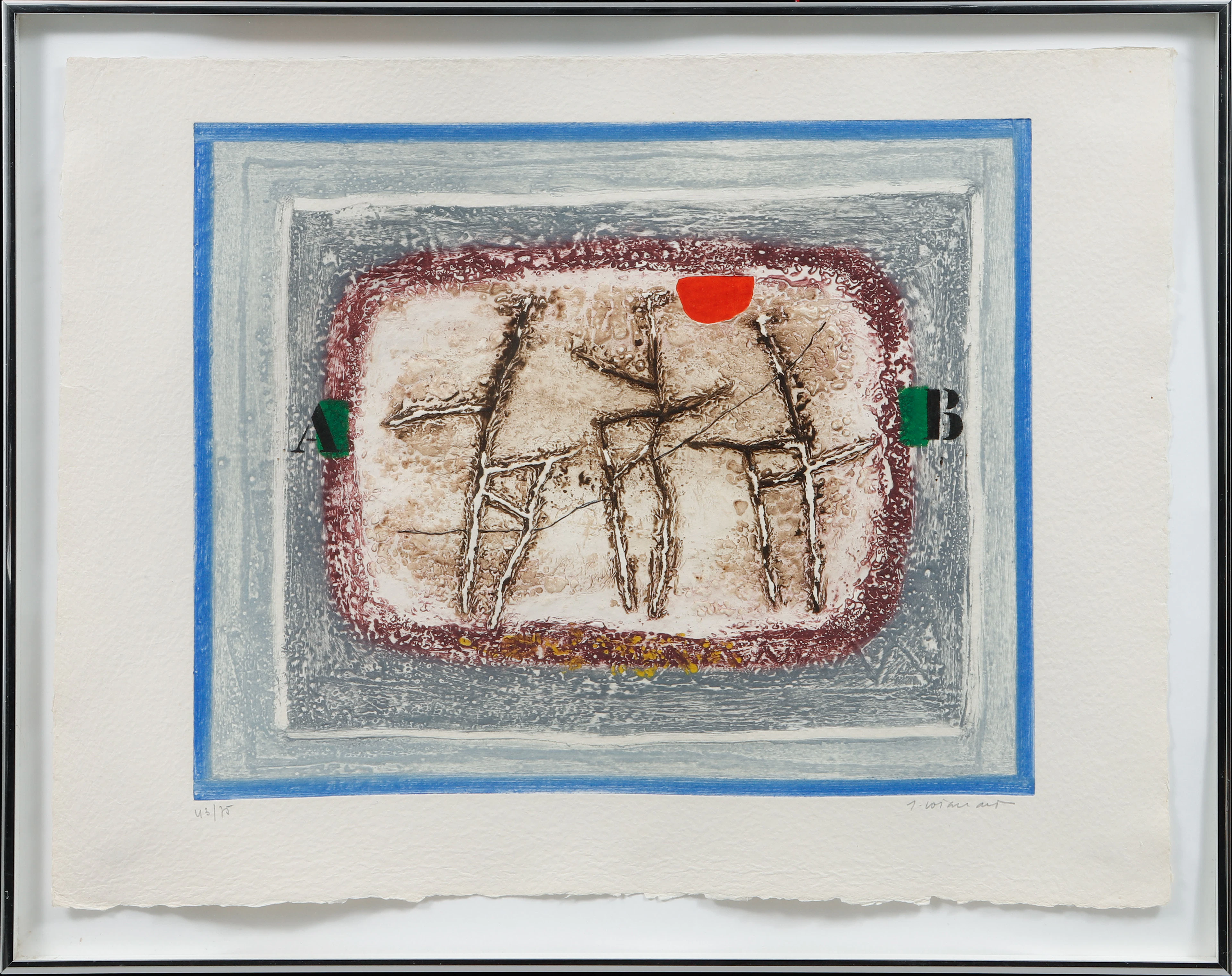 JAMES COIGNARD. Figurkomposition. Färgetsning med carborundum, signerad