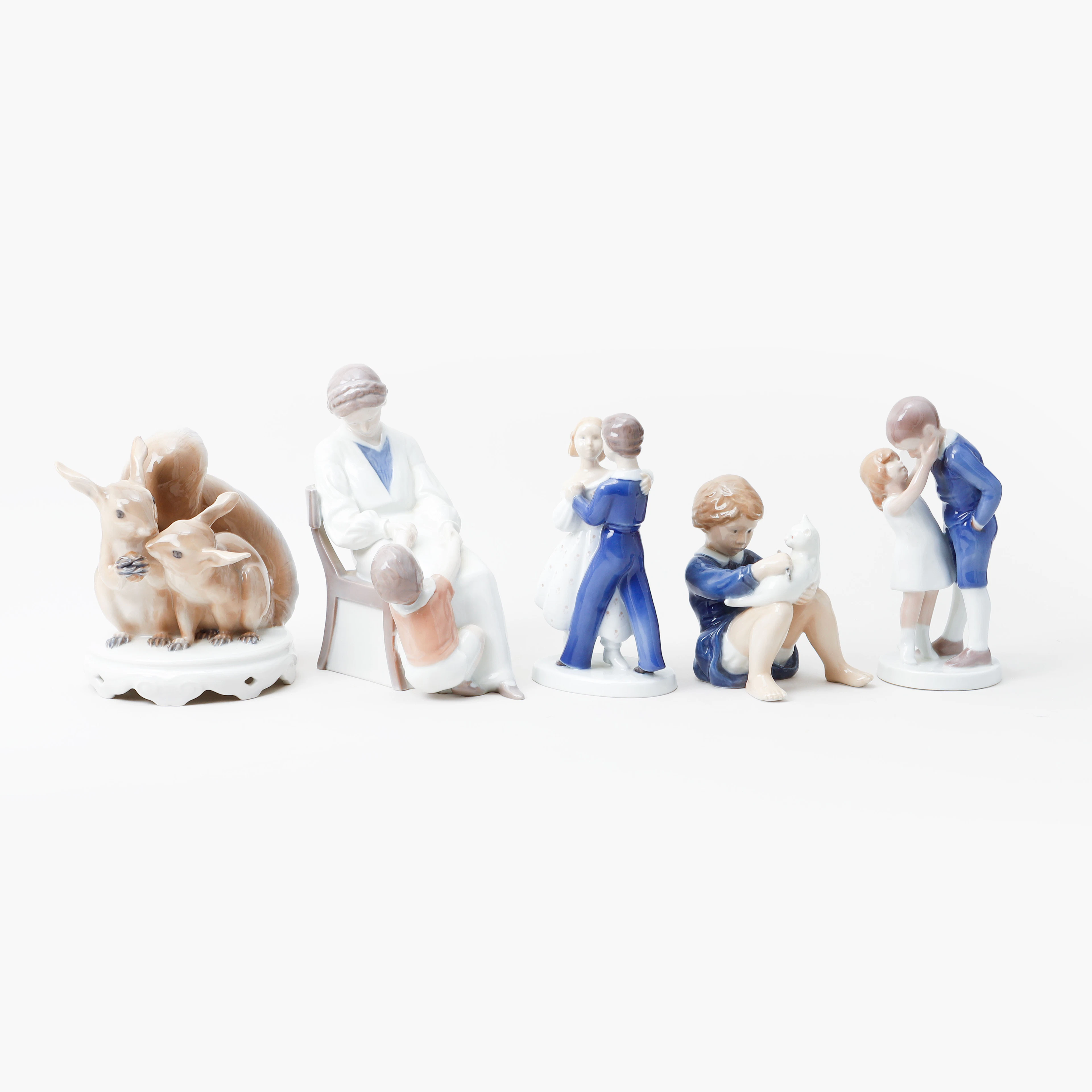 PORSLINSFIGURER, 5 st, Danmark.