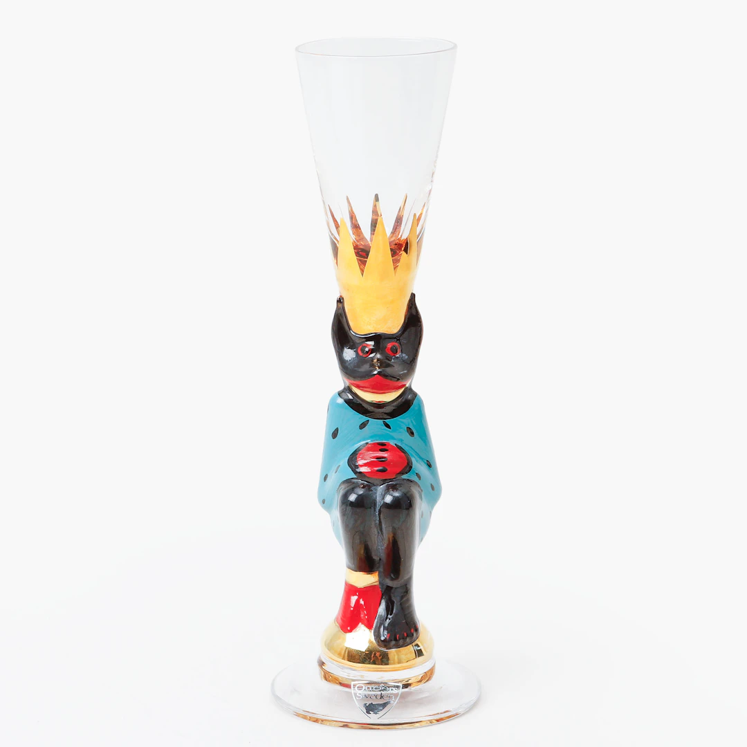 GUNNAR CYRÉN. Snapsglas, "Djävulsglas" Nobelservisen, Orrefors, turkos, 2008.