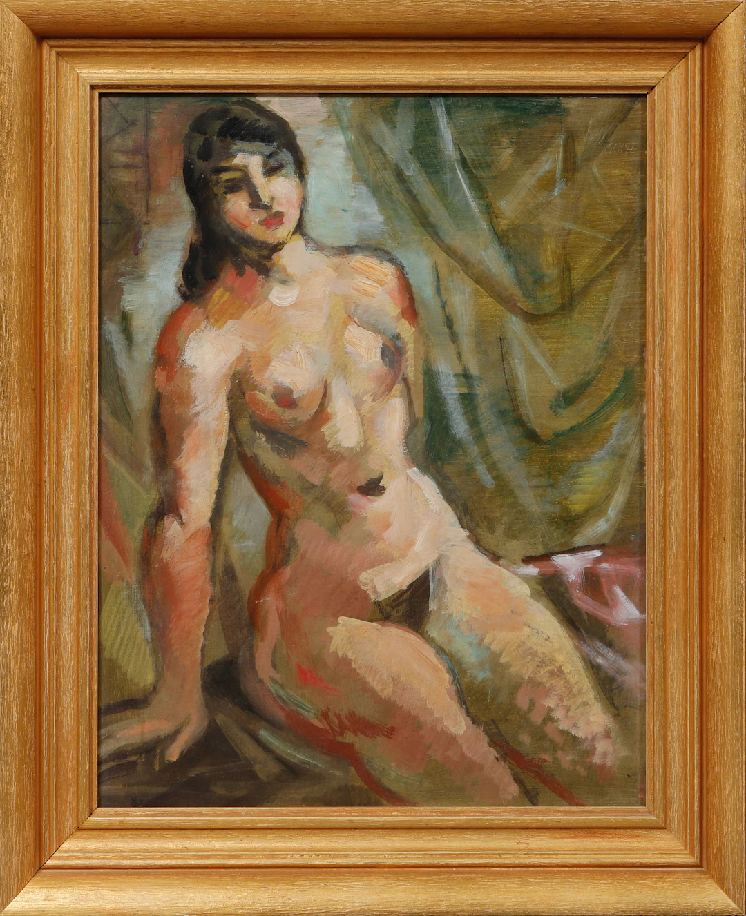 JULES SCHYL. Modellstudie, olja på pannå, signerad.