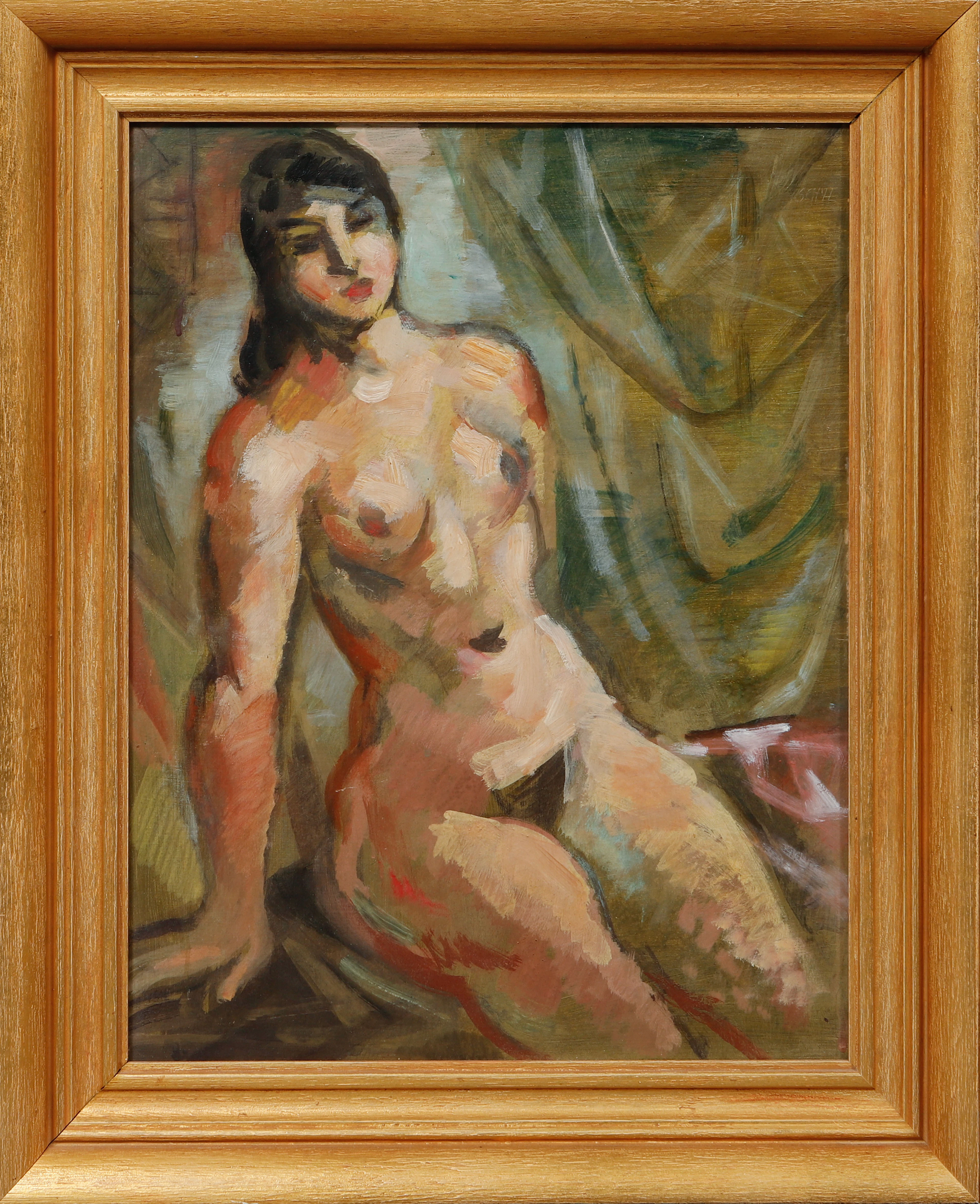 JULES SCHYL. Modellstudie, olja på pannå, signerad.