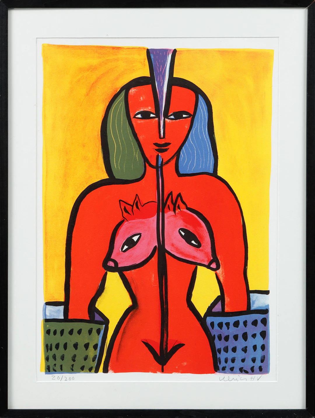 ULRICA HYDMAN-VALLIEN. Figurkomposition, färglitografi, signerad och