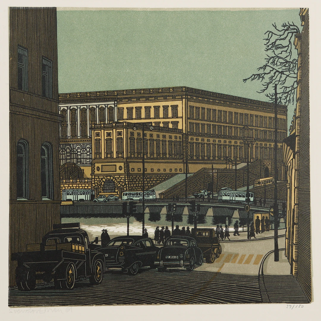 SVEN OLOF EHRÉN. MAPP, "Kring vattnet", Fem Stockholmsbilder från