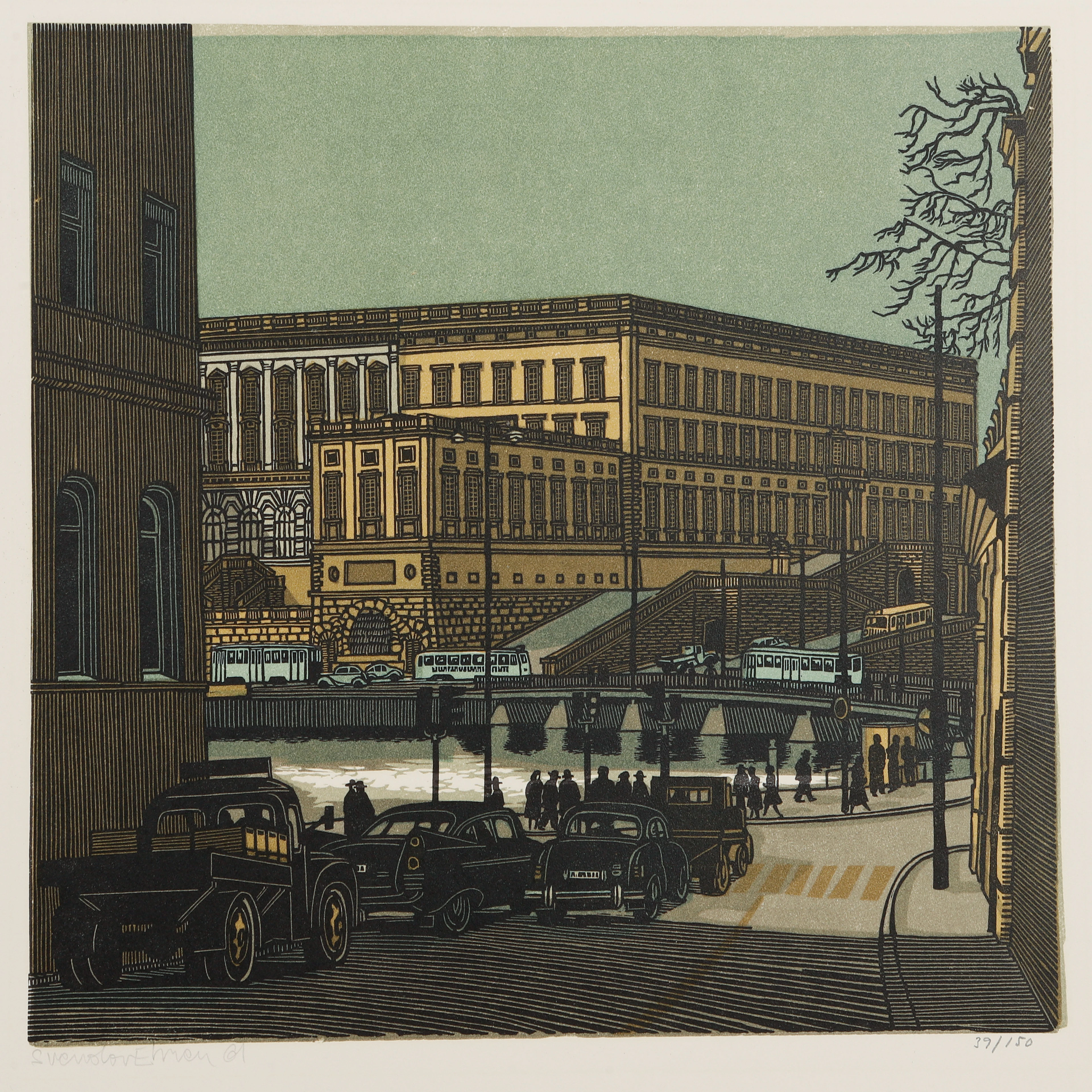 SVEN OLOF EHRÉN. MAPP, "Kring vattnet", Fem Stockholmsbilder från