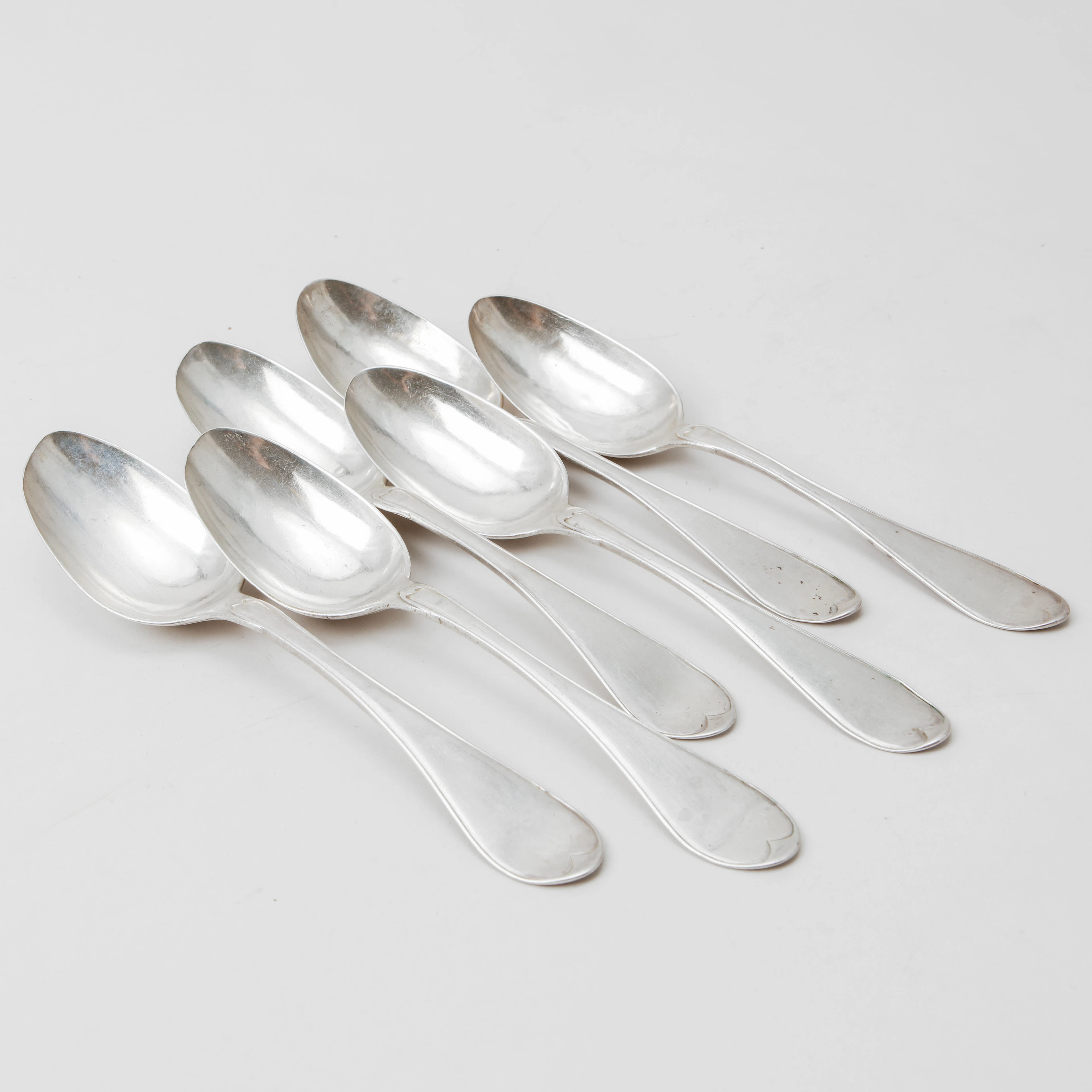 ILS TORNBERG. Skedar, 6 stycken, silver, Linköping, 1797. Cirka vikt 380 gram.