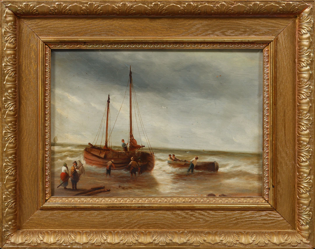 OKÄND KONSTNÄR. Kustbild, olja på duk, 1800-tal.