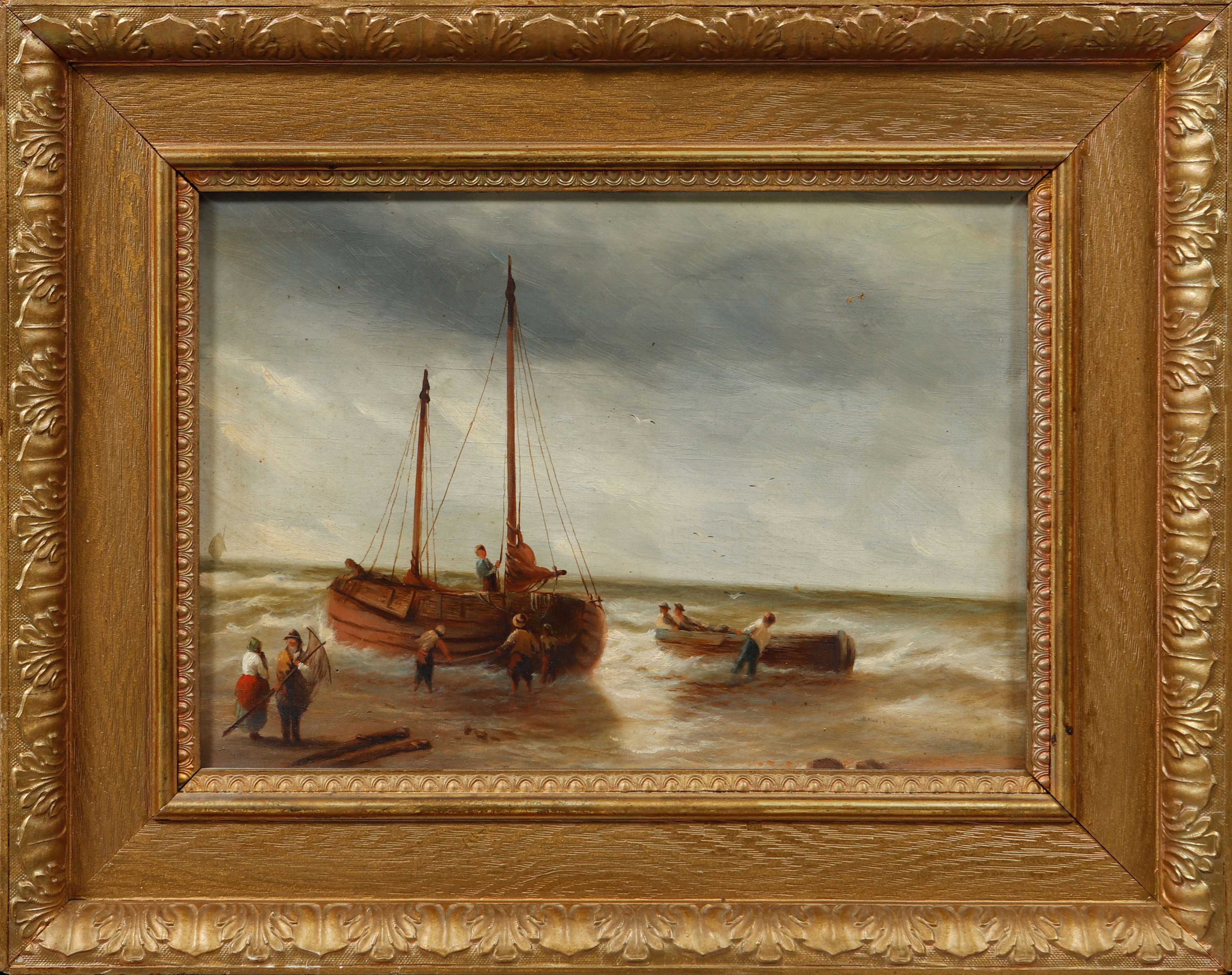 OKÄND KONSTNÄR. Kustbild, olja på duk, 1800-tal.
