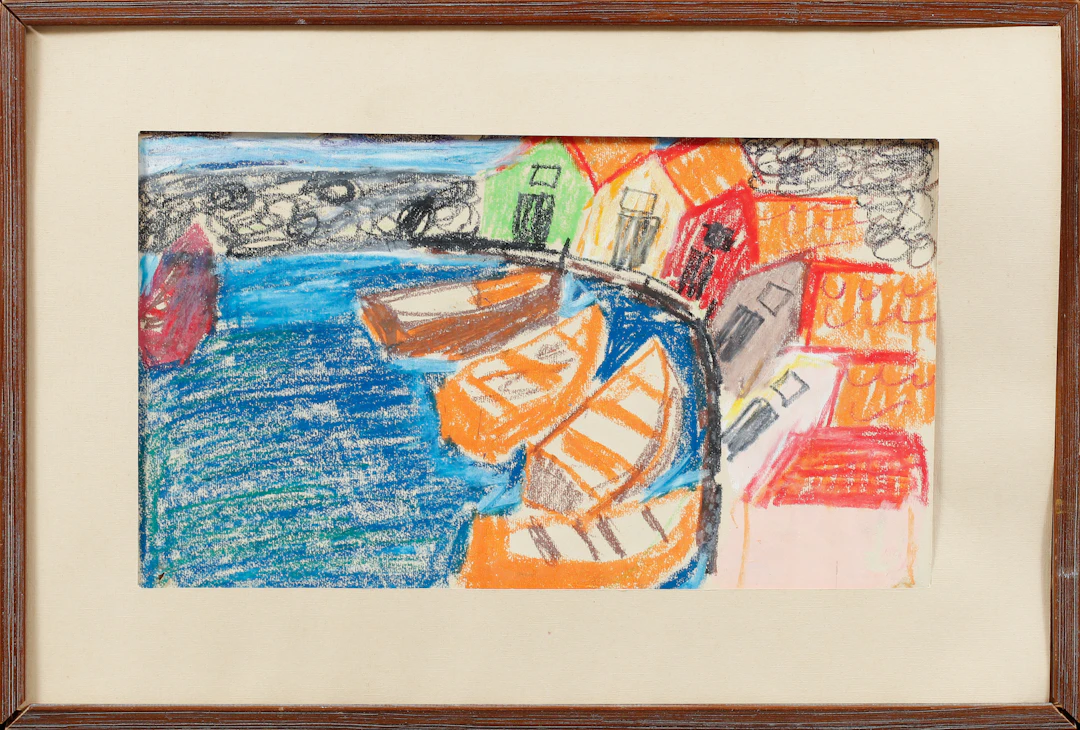 LENA CRONQVIST. TILLSKRIVEN. Pastell från Brevikshamn, "Del av affisch