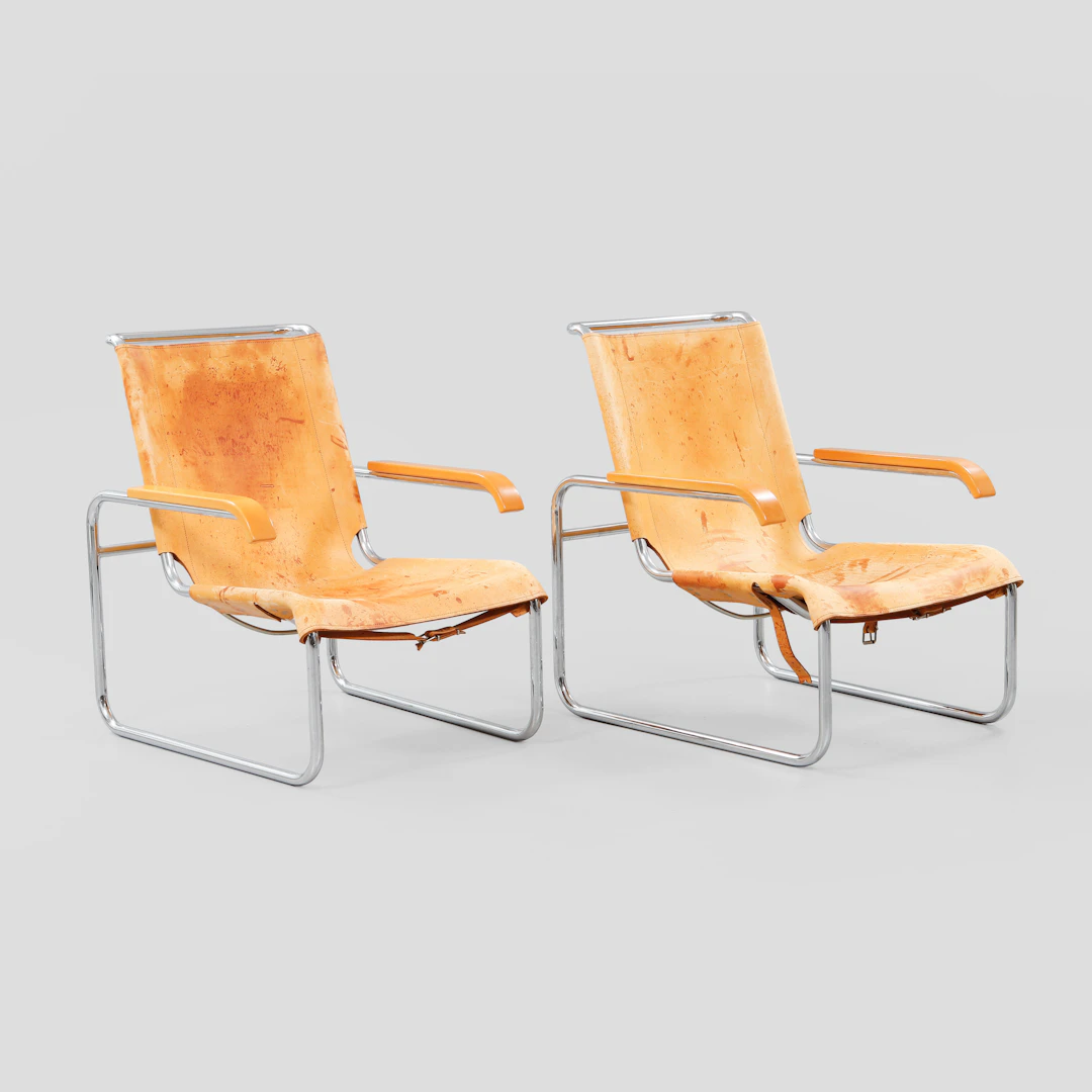 MARCEL BREUER. Fåtöljer, ett par, "S 35", Thonet, 1900-talets andra hälft.