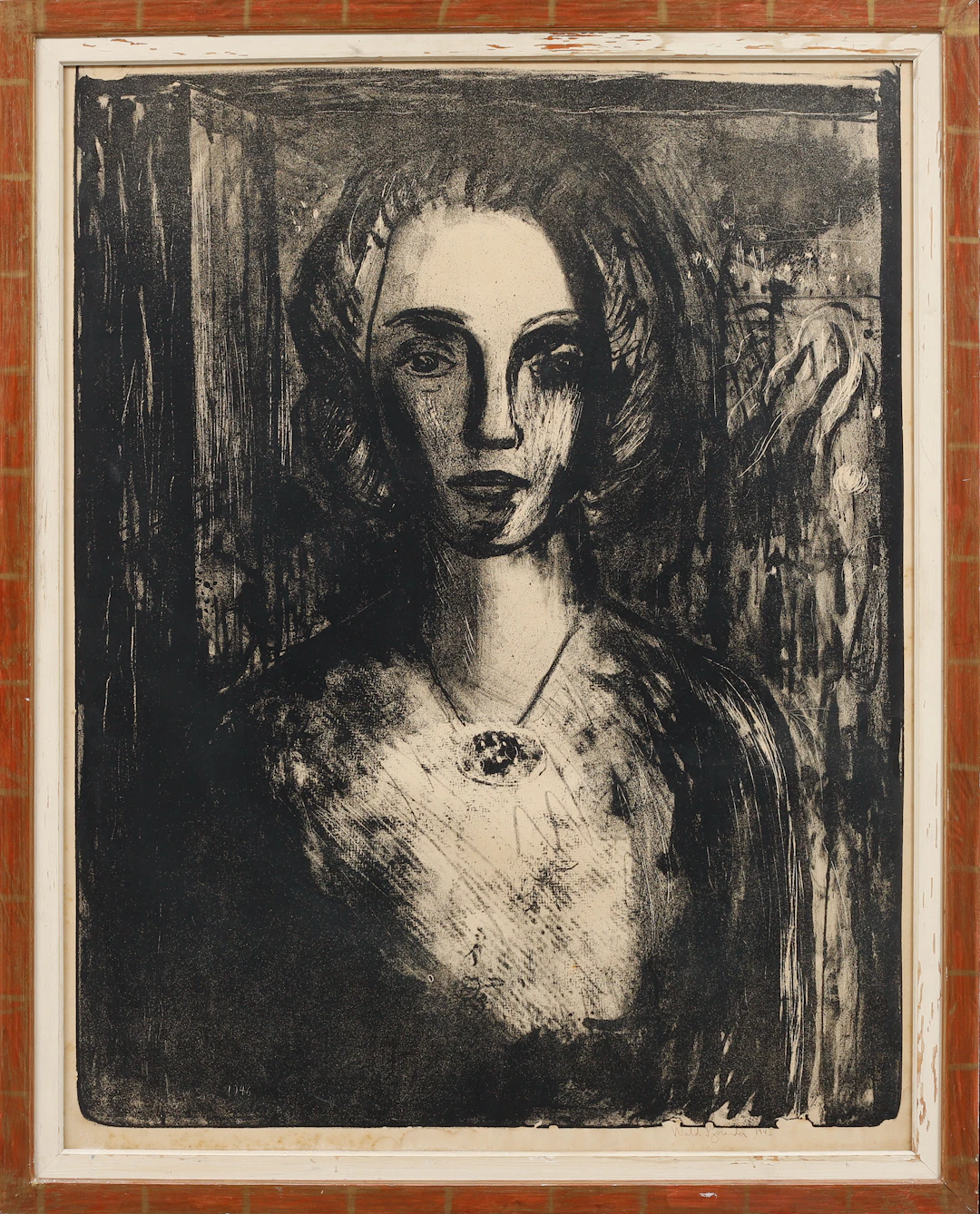 WALDEMAR SJÖLANDER. Porträtt, litografi, signerad.