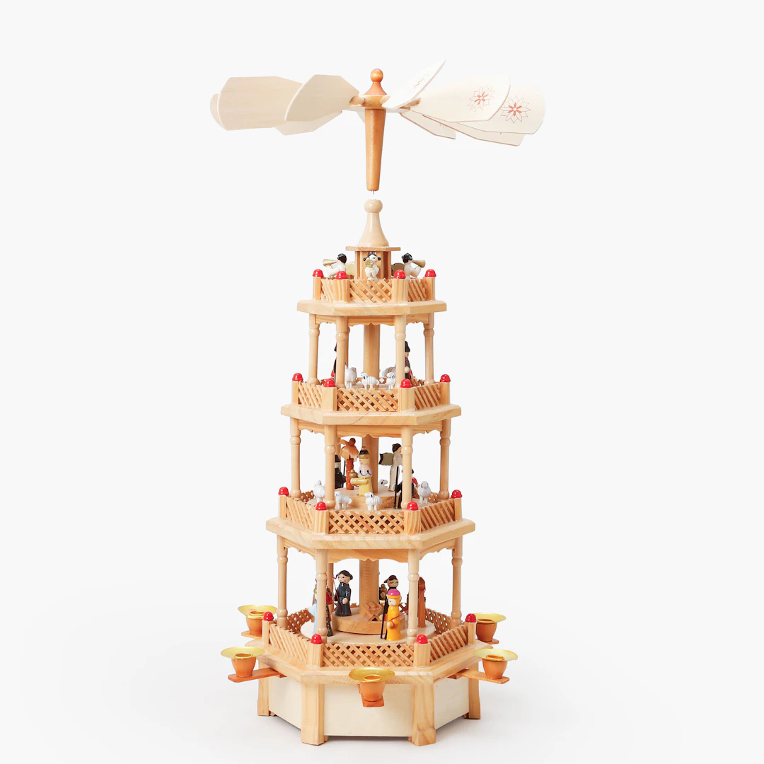 ERZGEBIRGE. Julpyramid med speldosa.