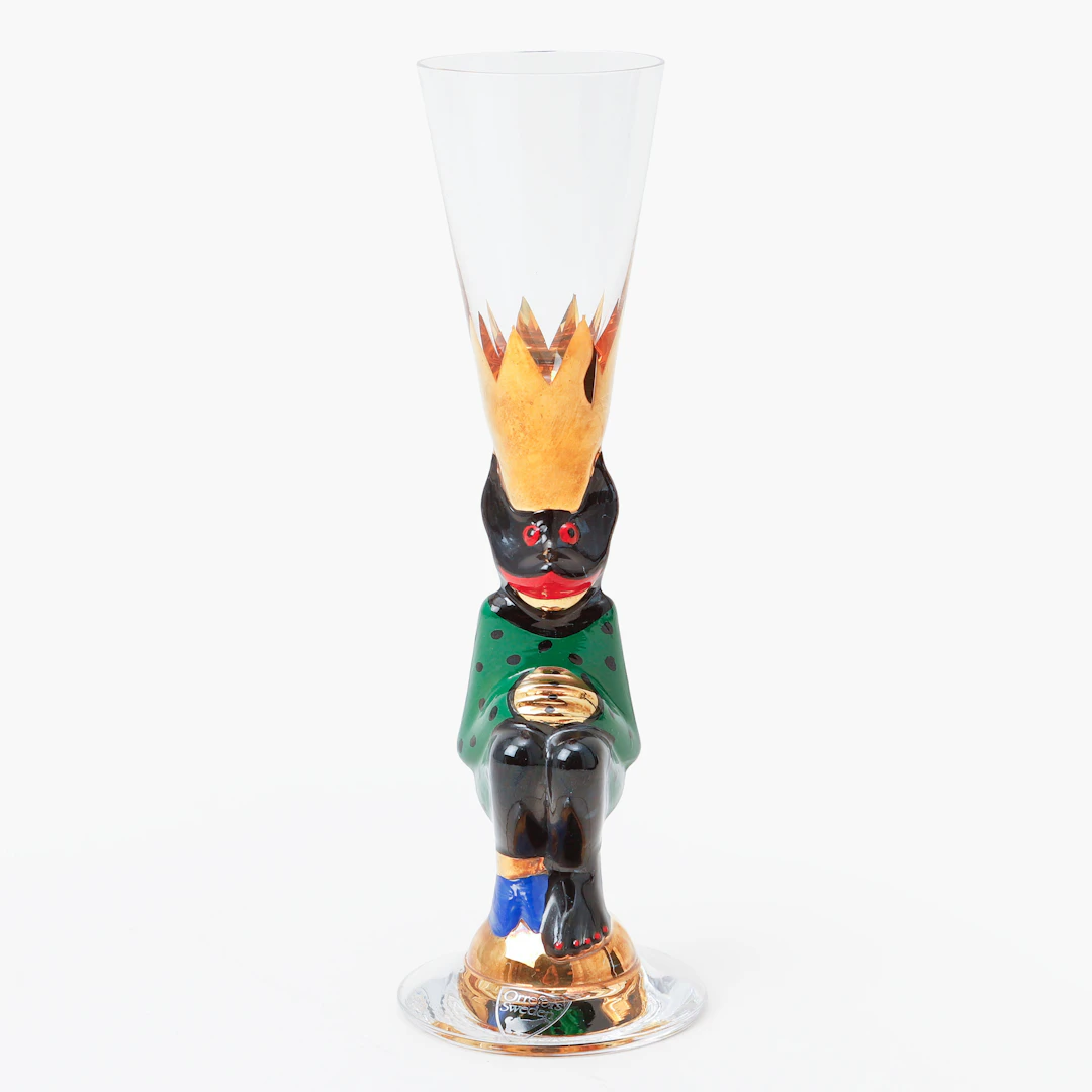 GUNNAR CYRÉN. Snapsglas, "Djävulsglas" Nobelservisen, Orrefors, mörkgrön