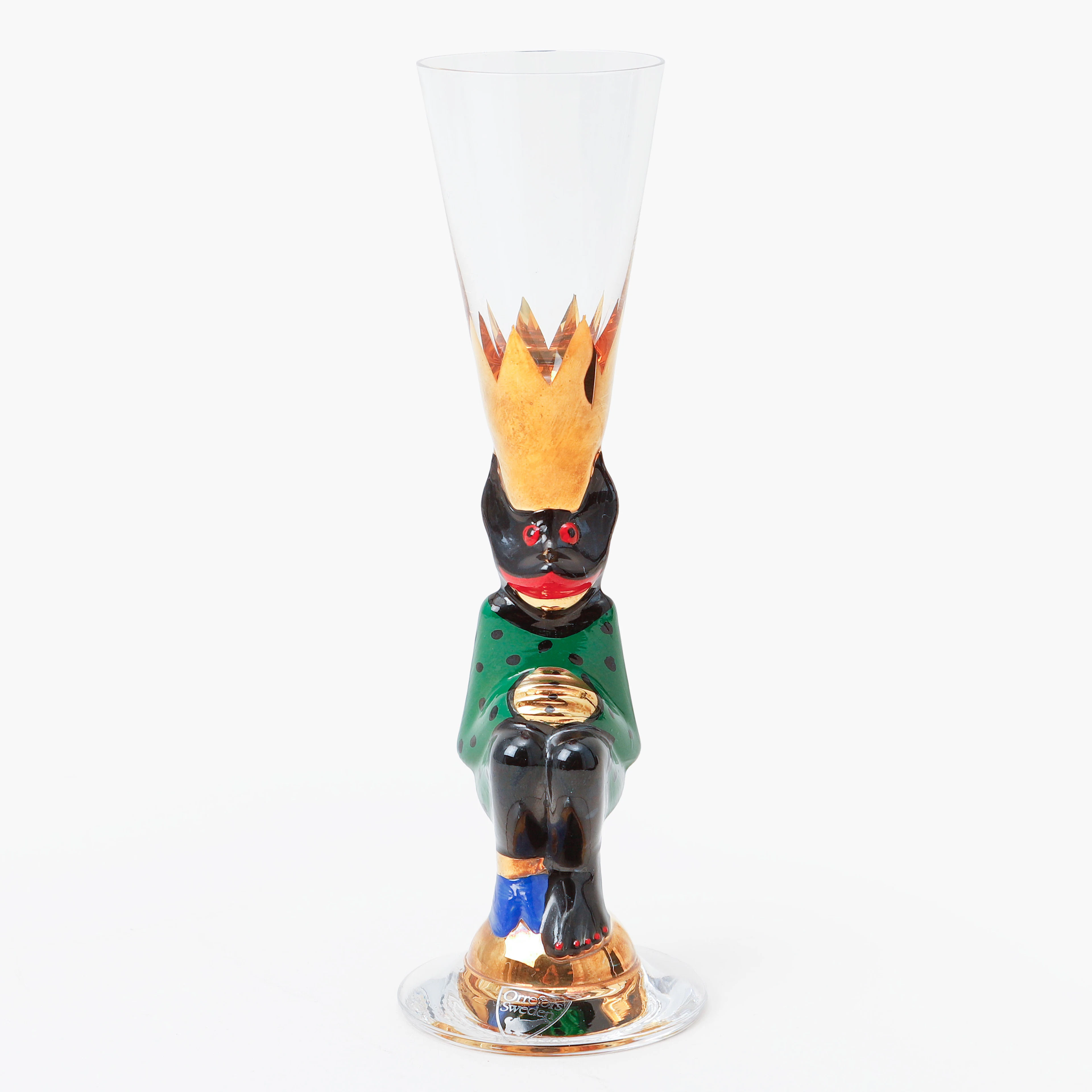 GUNNAR CYRÉN. Snapsglas, "Djävulsglas" Nobelservisen, Orrefors, mörkgrön