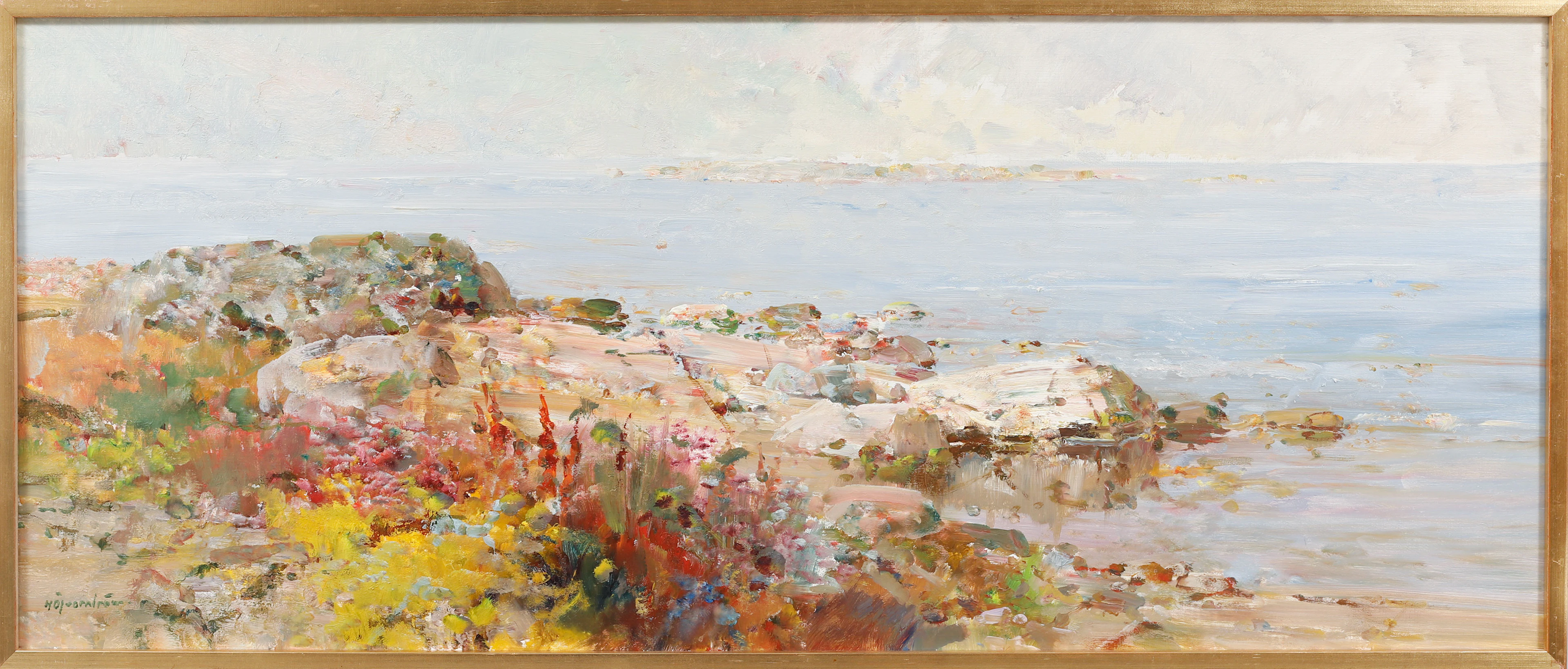 HUGO ÖFVERSTRÖM. Kustbild, olja på duk, signerad.