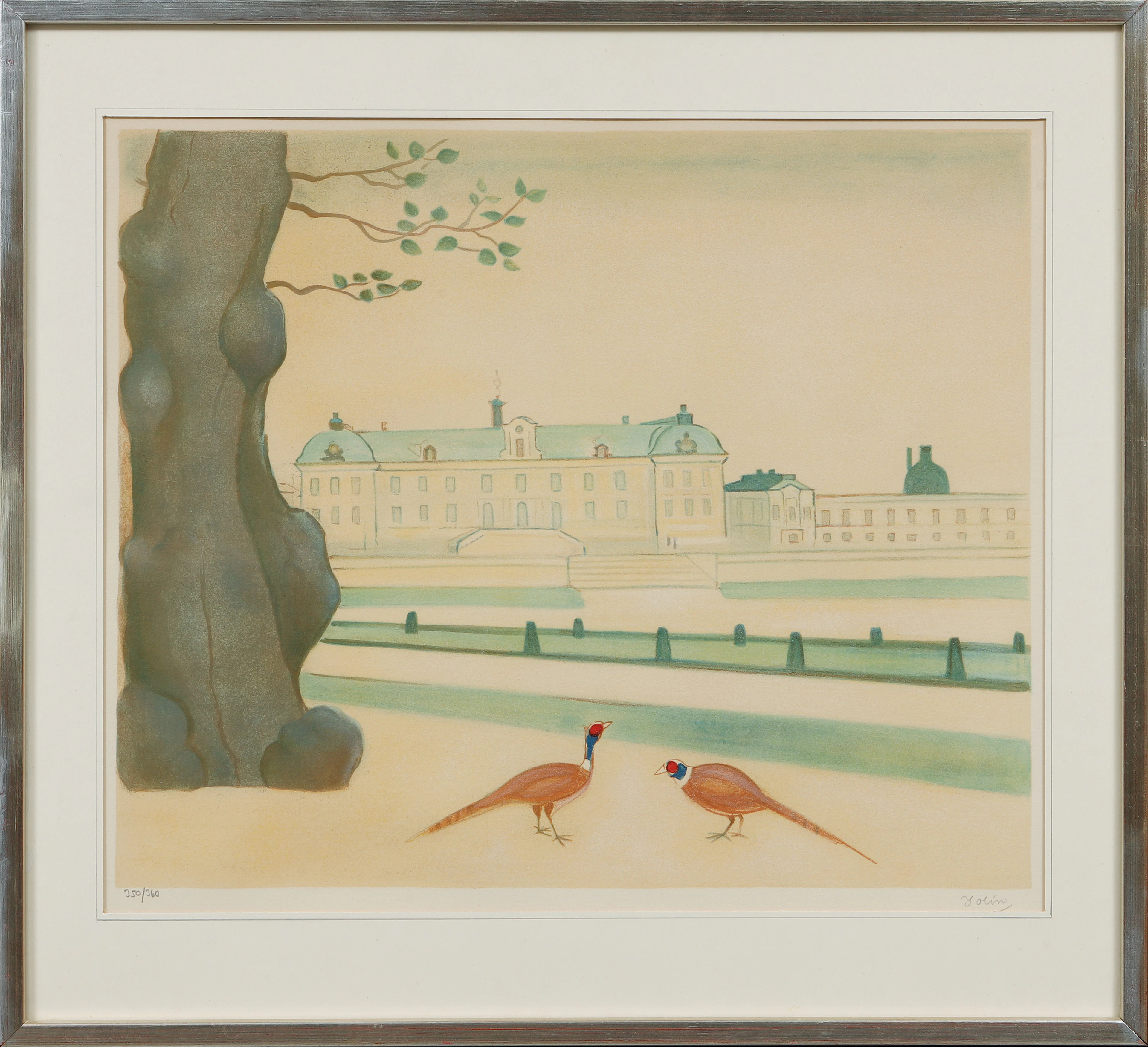 EINAR JOLIN. Drottningholms slott, färglitografi, signerad och numrerad