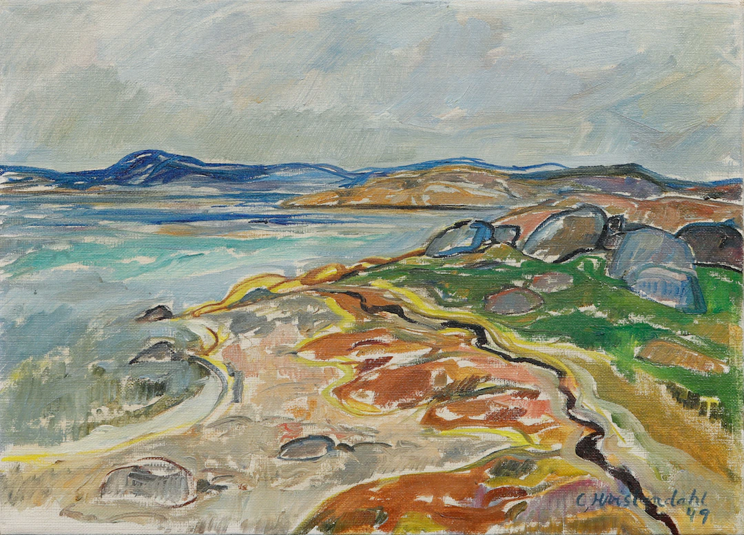 CARSTEN HVISTENDAHL. "Från Stenungsund", olja på duk, signerad och daterad 49.