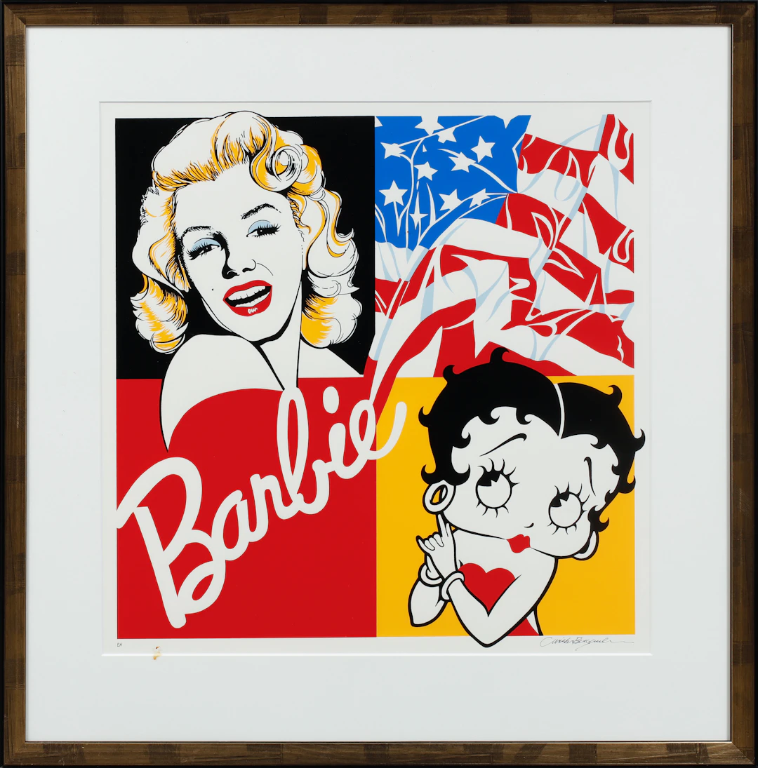 CHRISTER BERGANDER. Komposition med Marilyn och Betty Boop, färgserigrafi