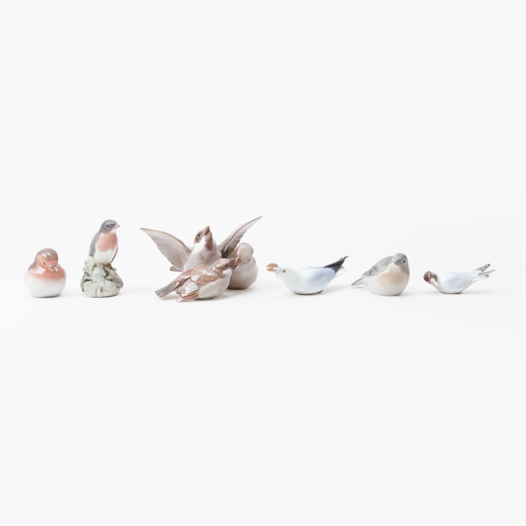 FIGURINER, fåglar, 6 st, Bing & Gröndahl och Royal Copenhagen.