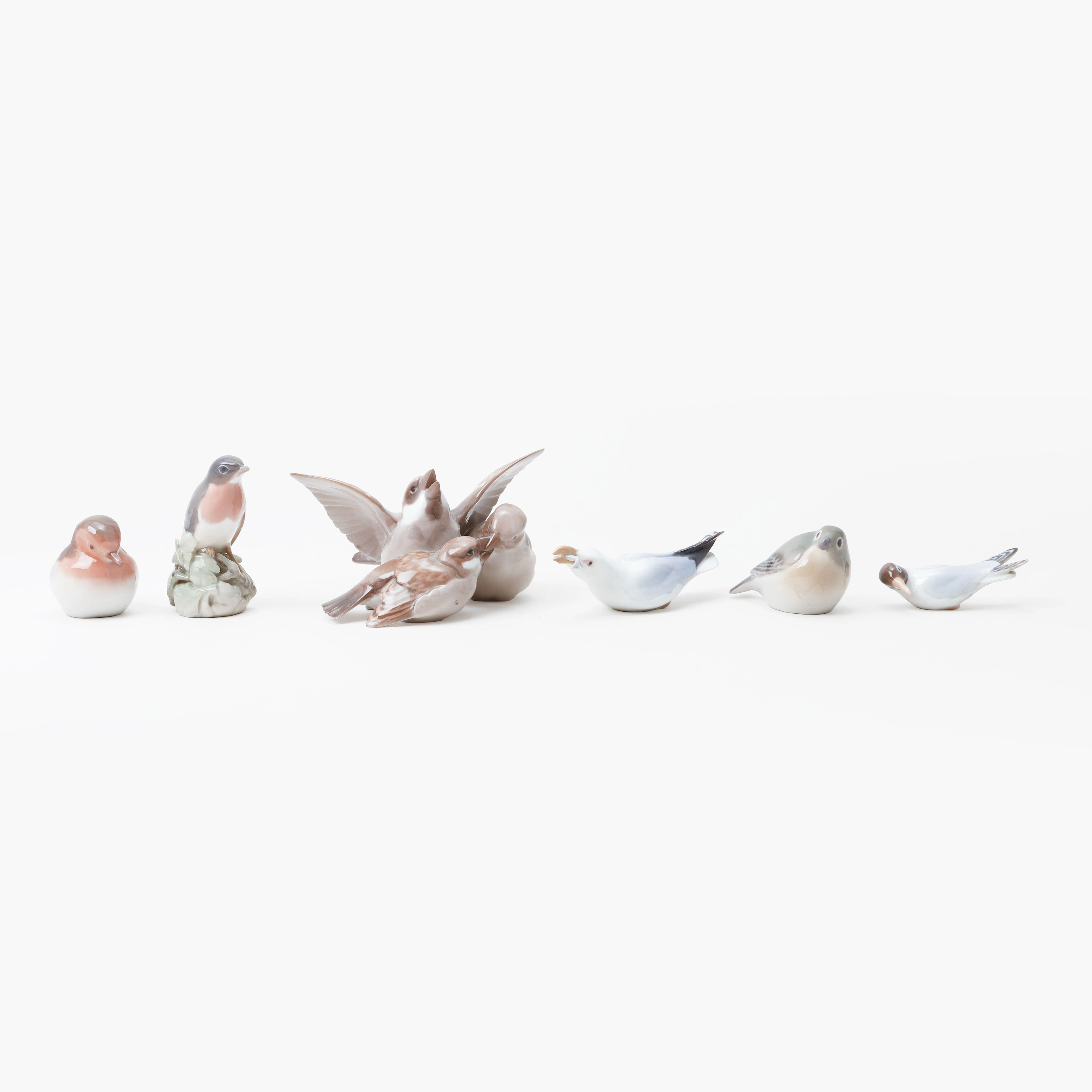 FIGURINER, fåglar, 6 st, Bing & Gröndahl och Royal Copenhagen.