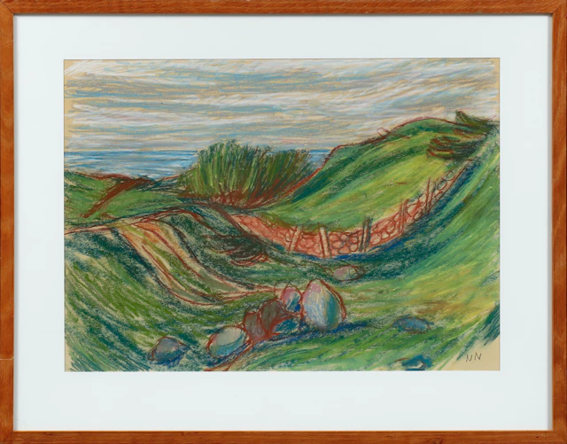ILS NILSSON. Landskap, pastell, signerad.