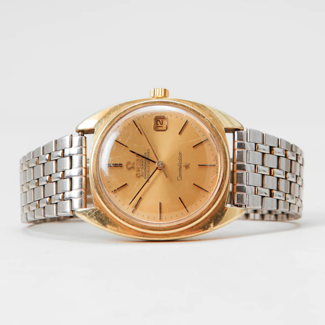 ARMBANDSUR, Omega, Constellation, guld på stål, automatisk, 1960-tal.